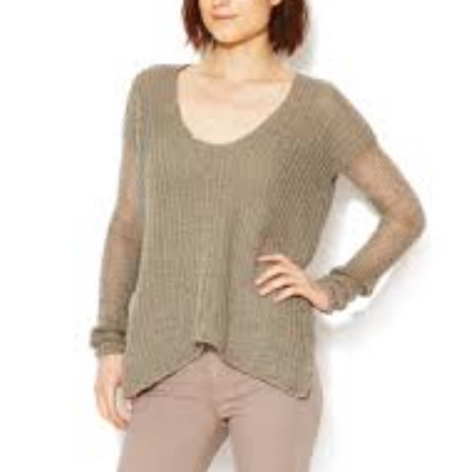 Helmut Lang Wool Lux v neck open knit Pullover Sweater gray size S