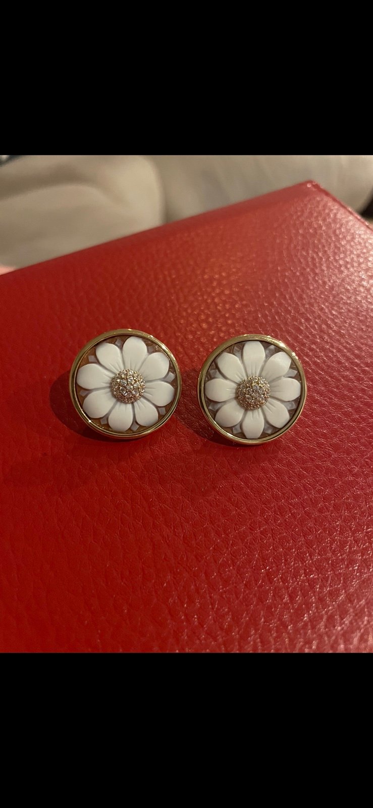 BNWT Cameo Italiano SS Gold Plated Crystal Earrings. Removable Center. RARE!