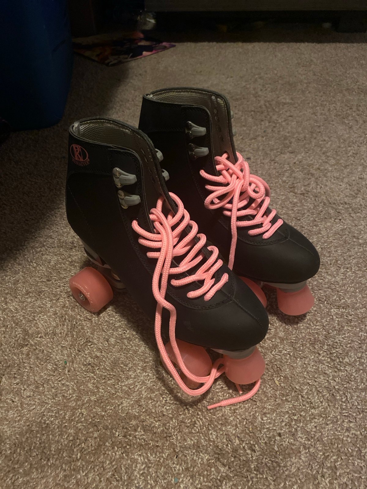 Black Roller Skates with Pink Wheels Size 10