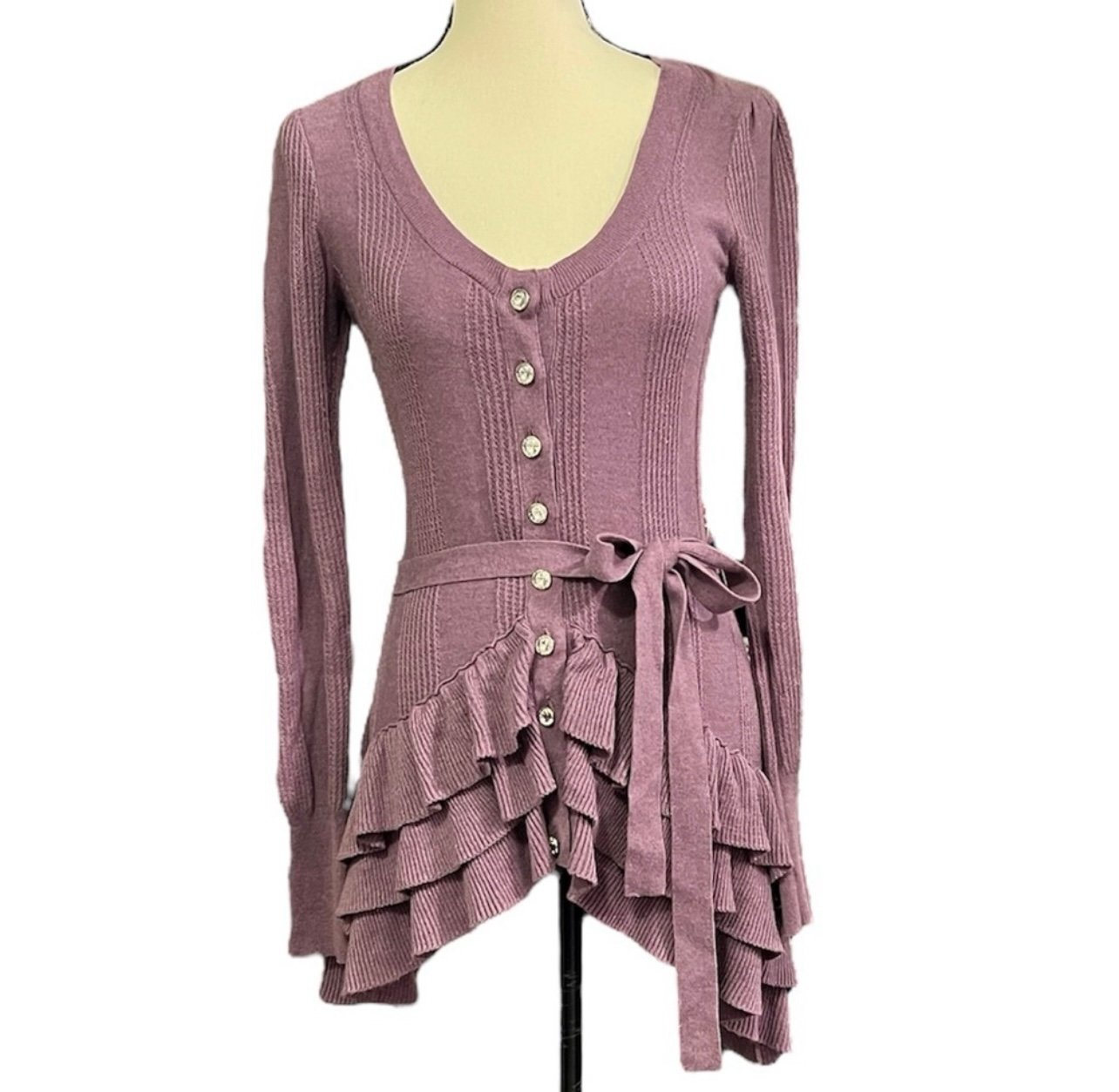 Vintage Betsey Johnson Purple Long Cardigan Mini Dress