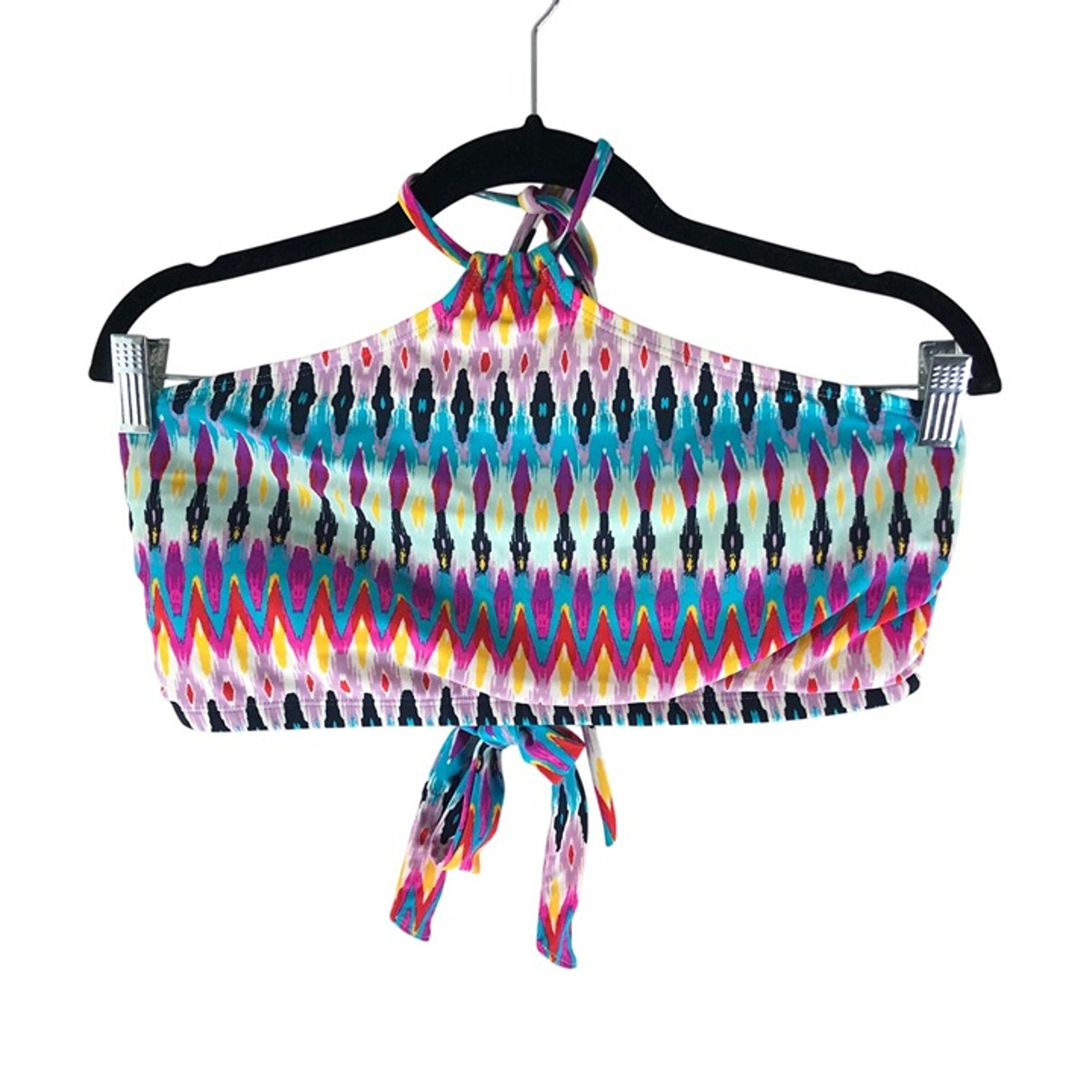 Athleta Boscabell Ikat Bikini Top Halter Removable Cups Colorful XL