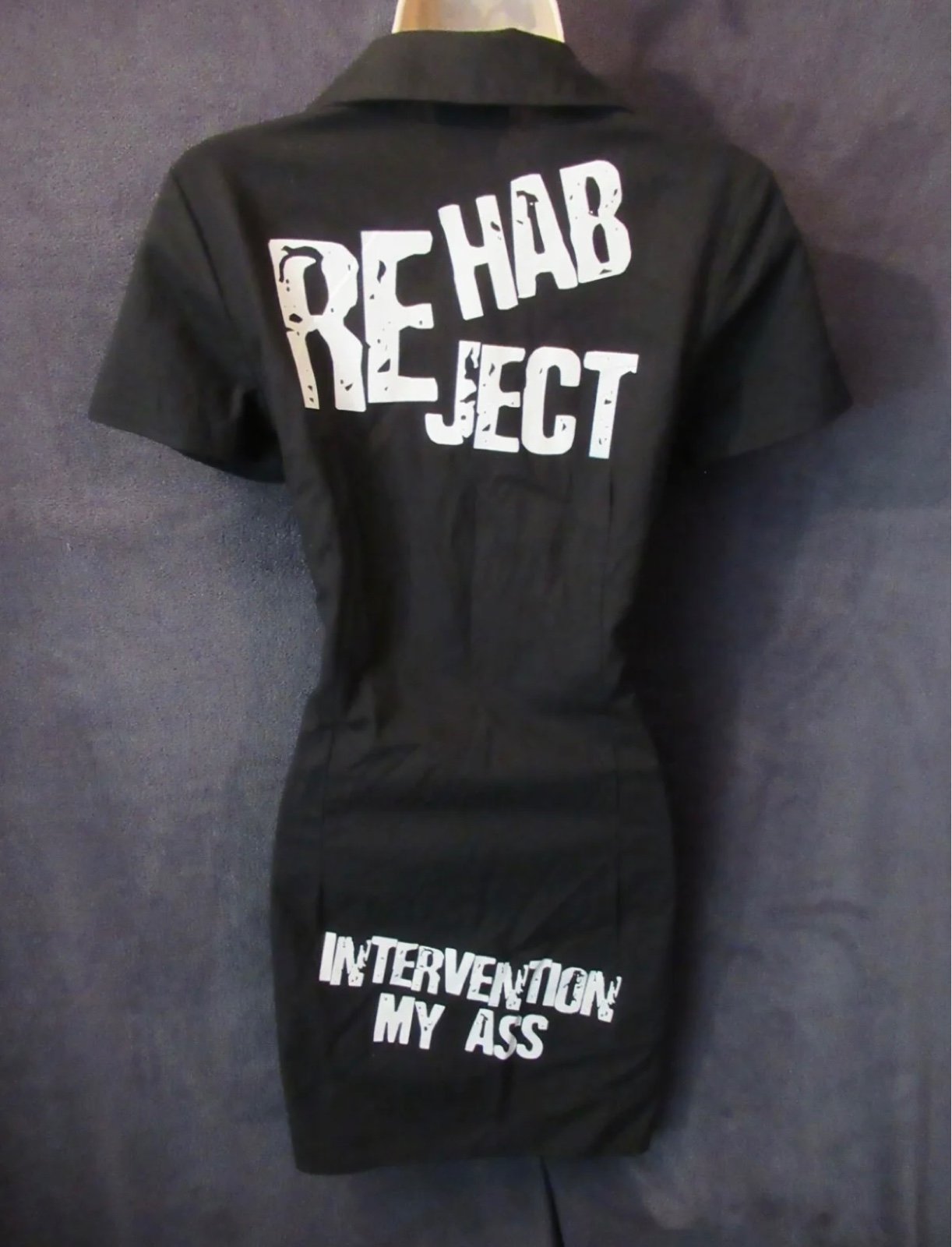 Charades Rehab Reject Sexy Black Mini Dress Party Costume Intervention