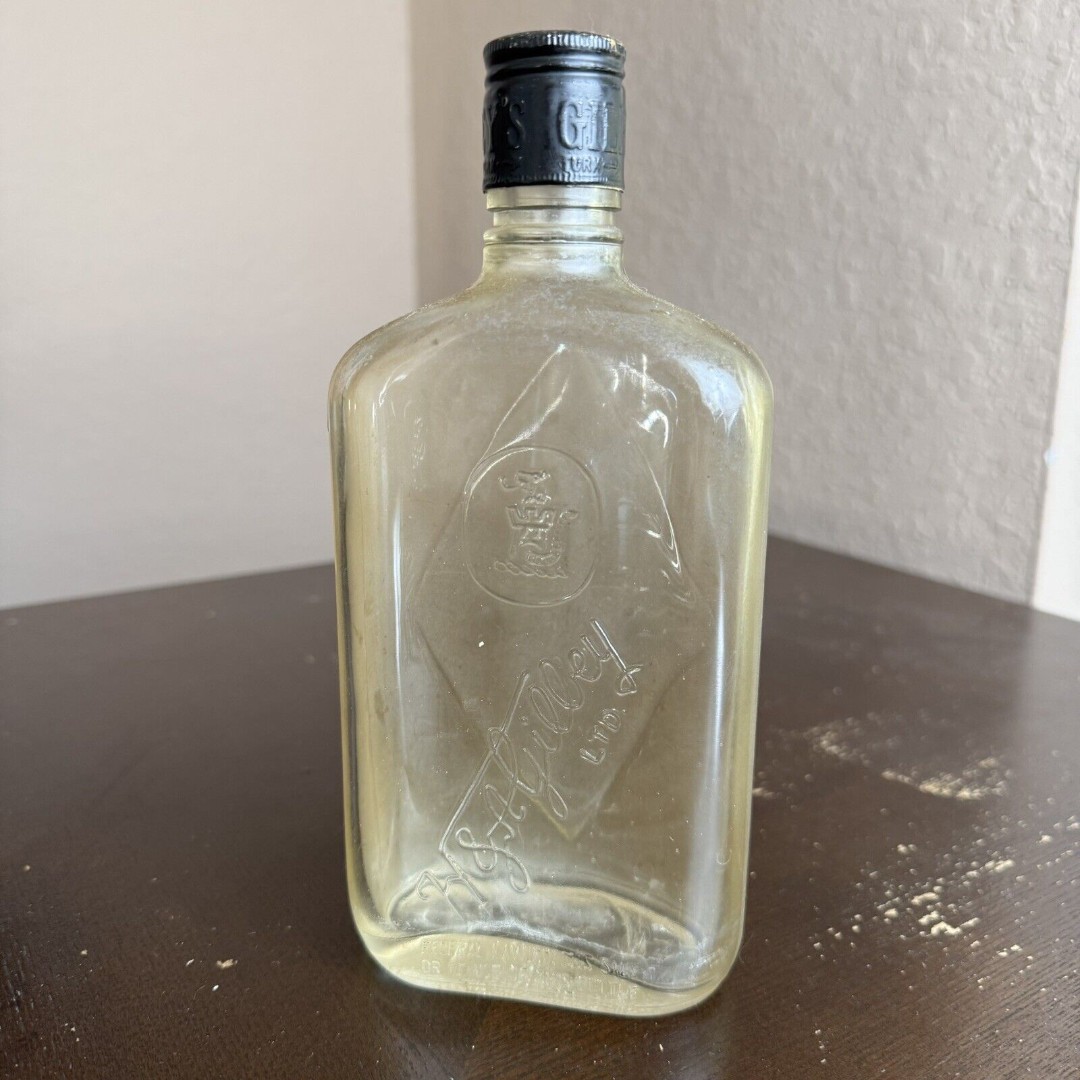 Vintage H&A Gilbey Pint Bottle With Cap Gilbey’s “Federal Law Forbids Sale Of”