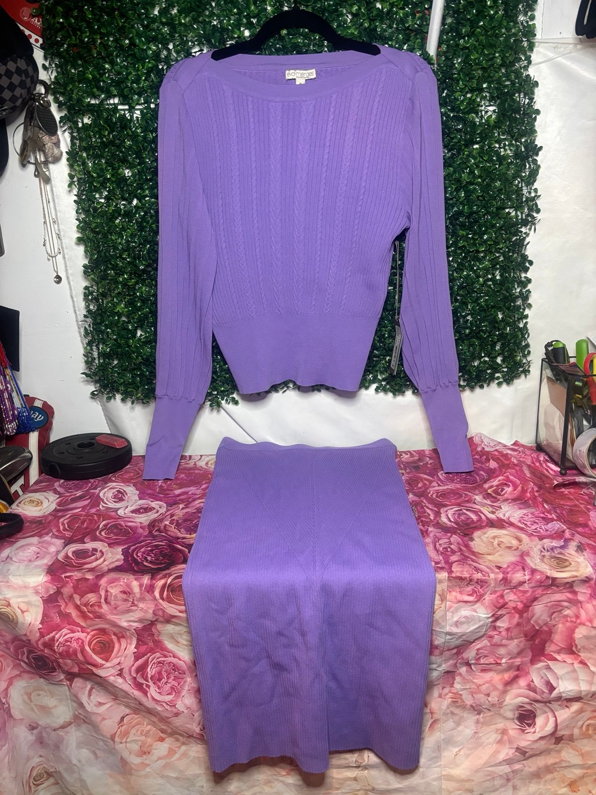 Women’s purple Eva Mendes outfit set NWT
