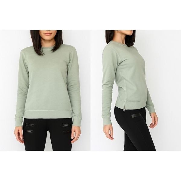 Cotton Citizen Side Zip Sweatshirt Sage Green Size M
