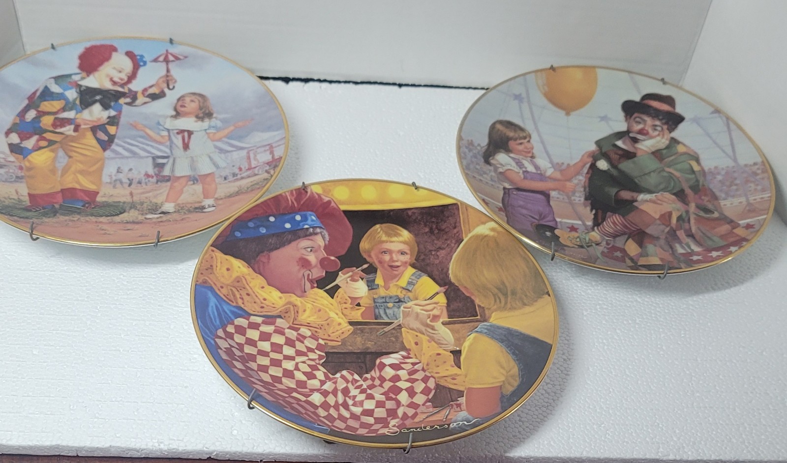 3 Circus Friends Clown Porcelain Plates, Ruth Sanderson, Princeton Gallery 8.5”