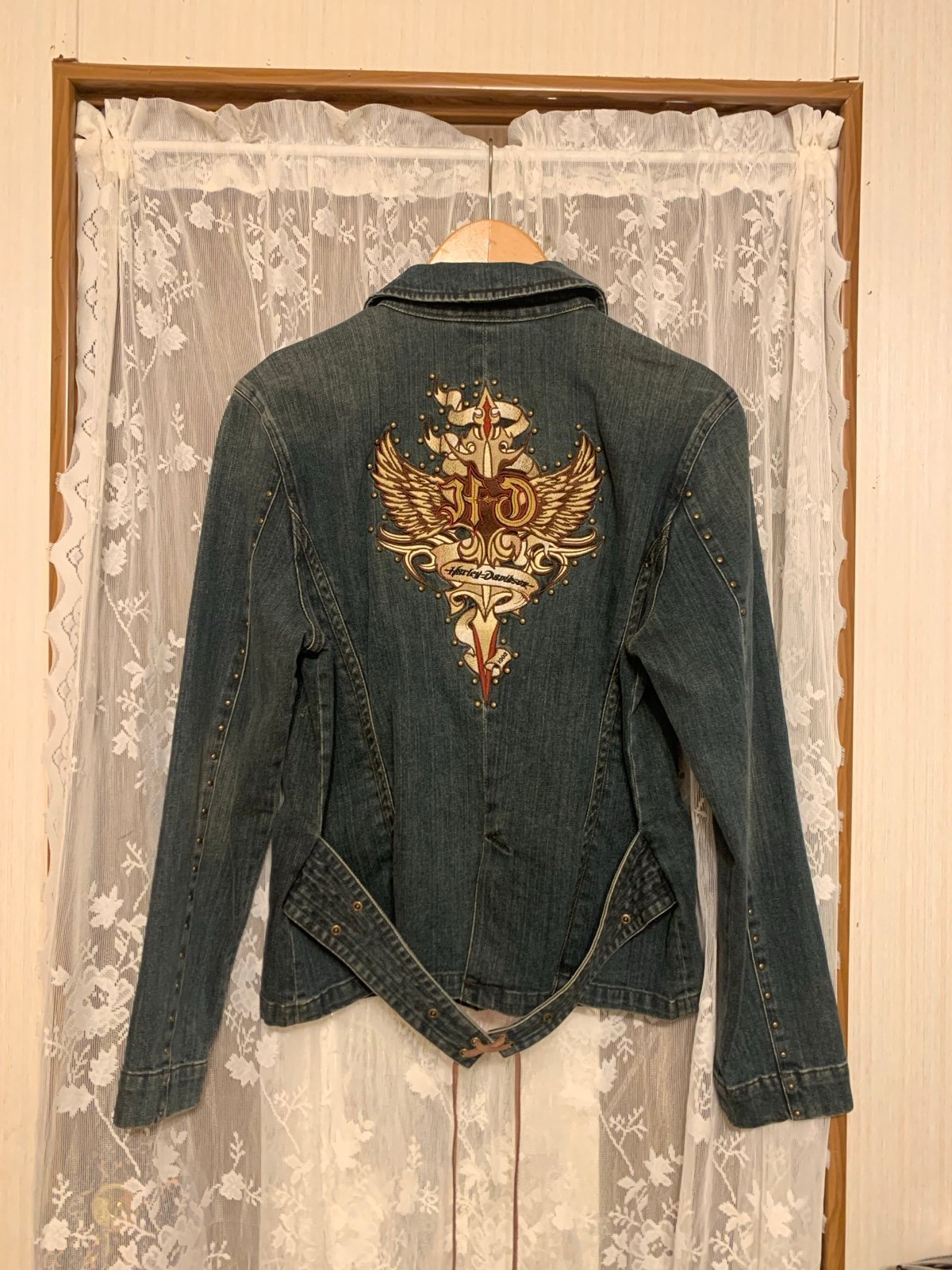 Vintage Harley Davidson denim embroidered jacket XL