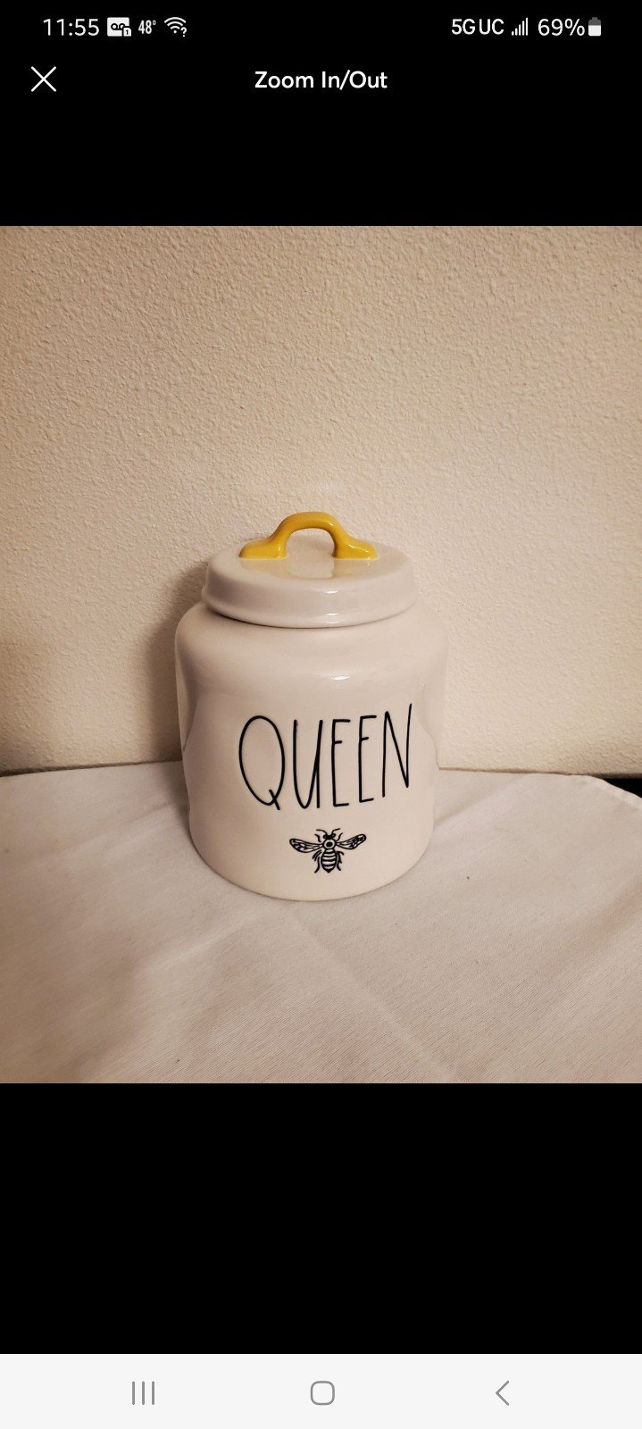 Rae Dunn ceramic QUEEN canister large size