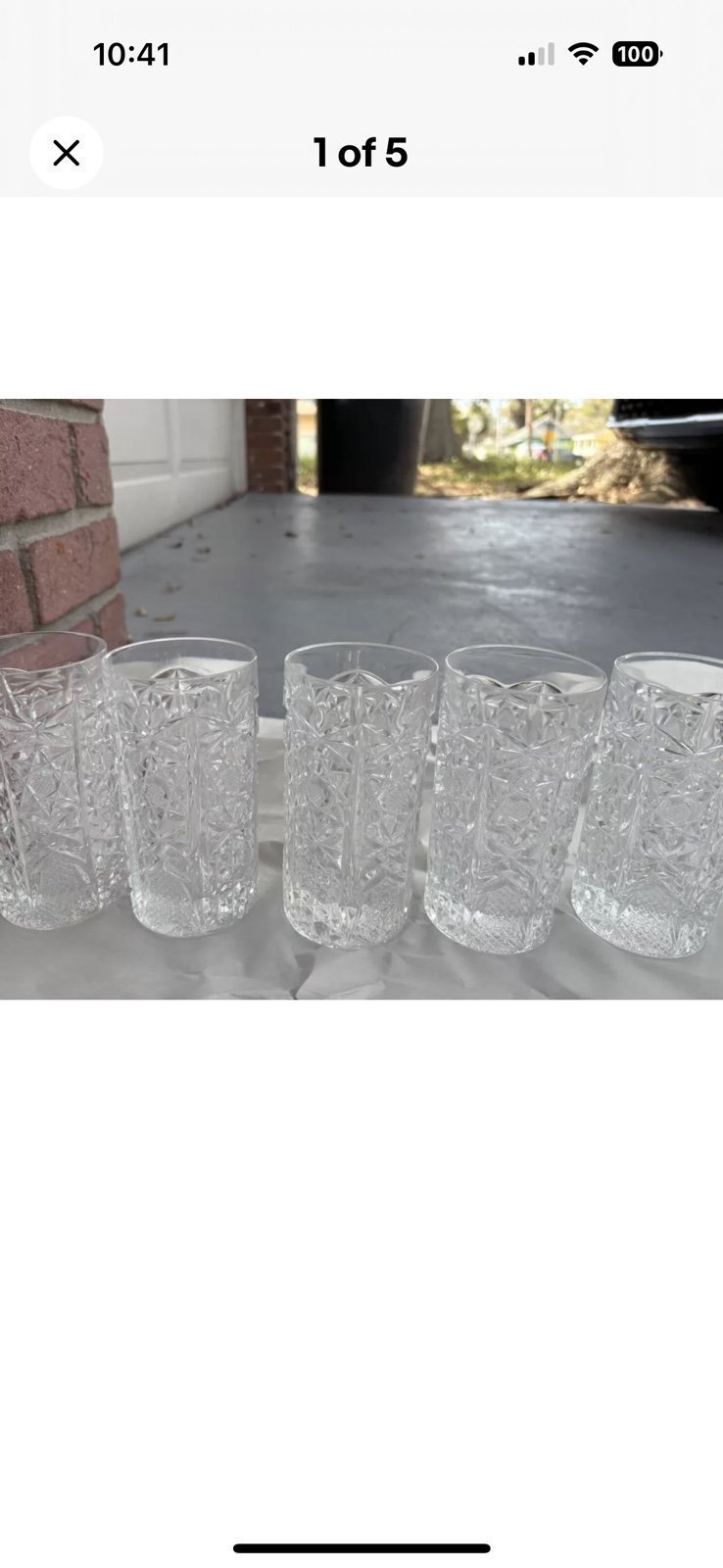 Vtg Bohemia Czech Cut Glass Vase, Hobstar Design Clear Crystal 6” Tall Set Of 6