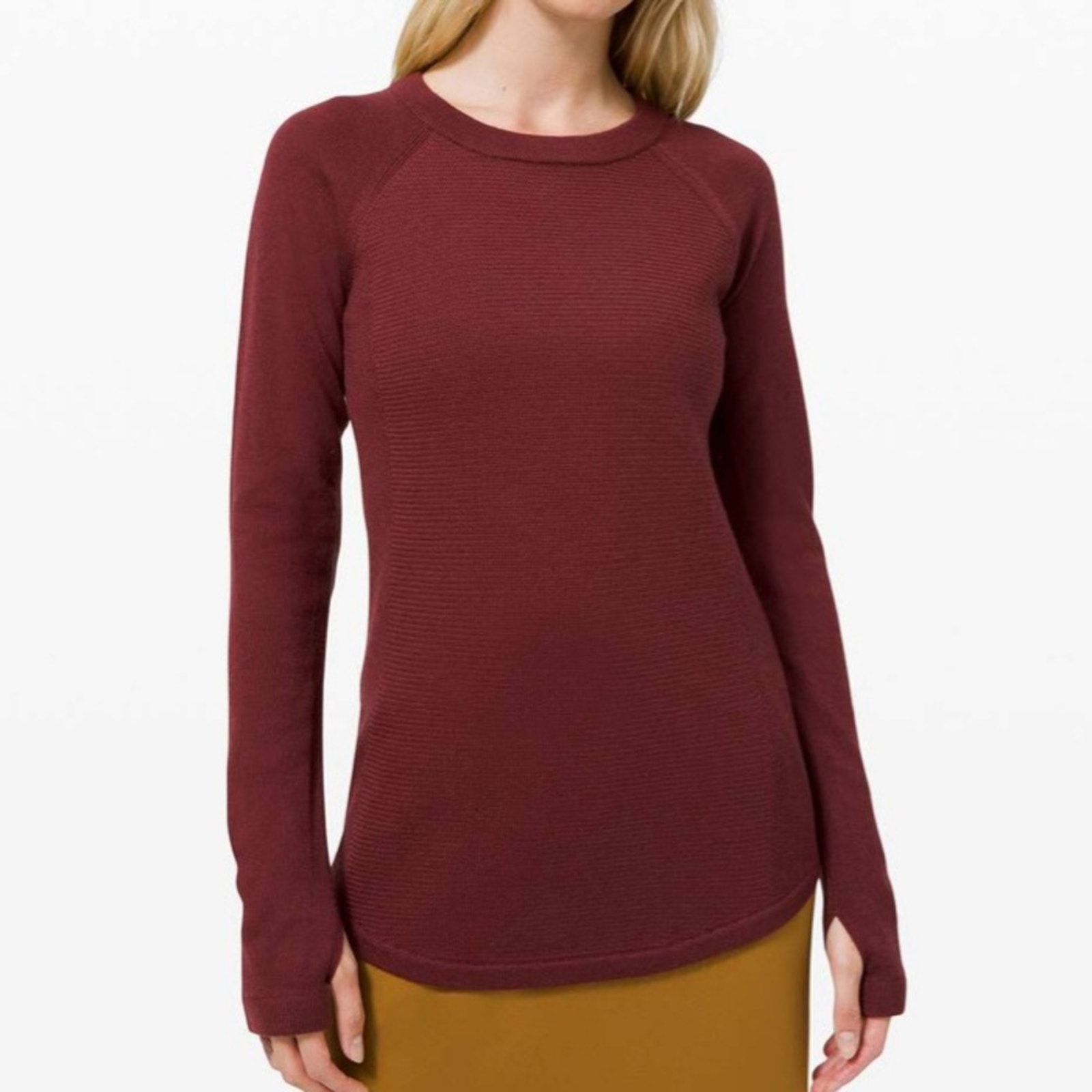 LULULEMON Savannah Sit In Lotus Sweater Merino Wool Long Sleeve Sweatshirt Sz 8