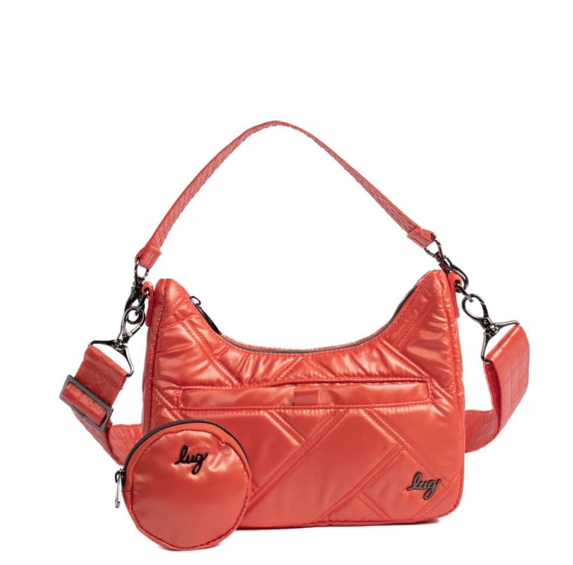 Lug Curtsy Mini Crossbody Bag w/coin pouch Metallic Papaya NWT