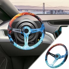 NEW JDM UNIVERSAL 350MM FIRE & WATER Acrylic Deep Dish 6 Holes Steering Wheel