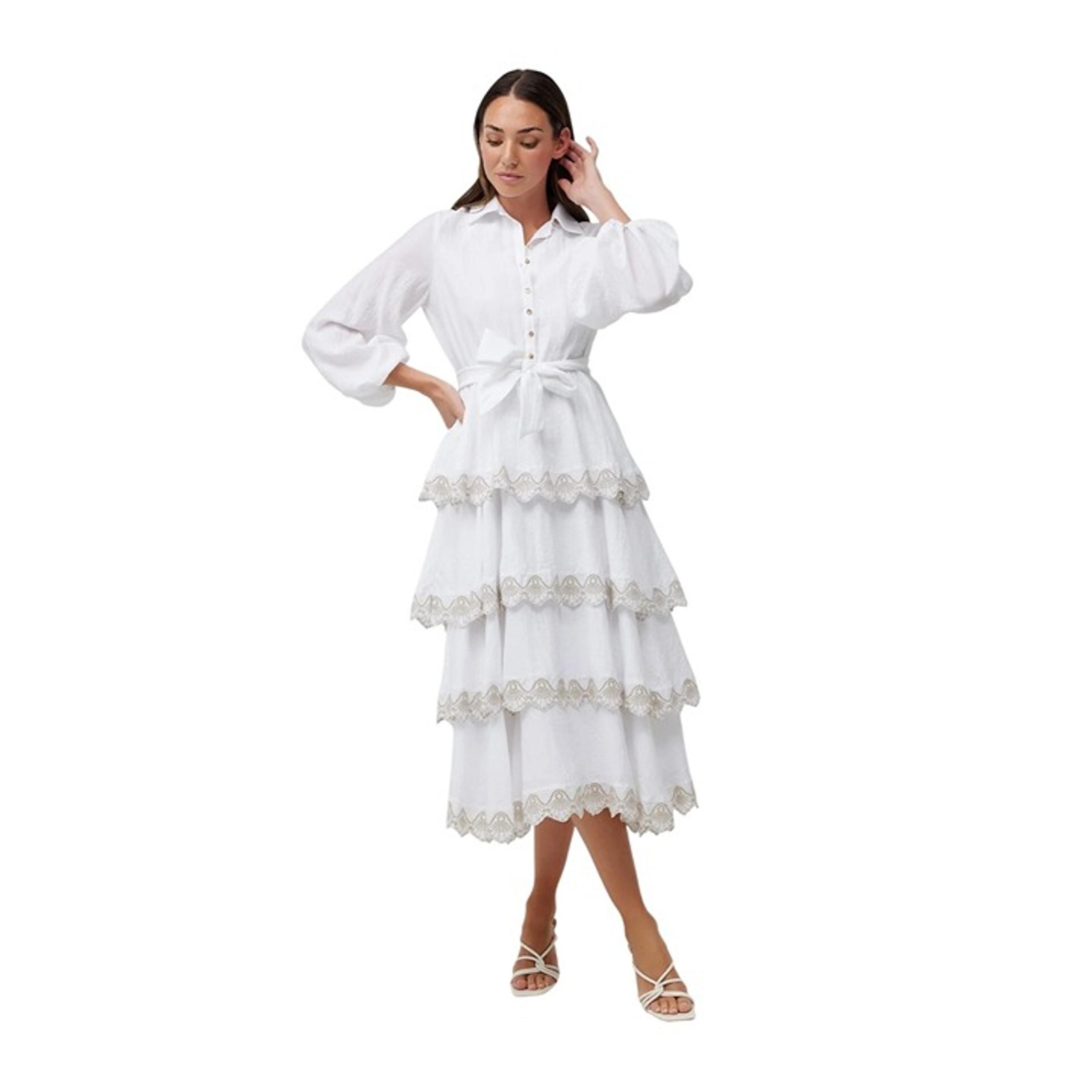 Keepsake the Label Whimsy Peasant NWT CleanLuxury Boho Gauzy Midi Dress White S