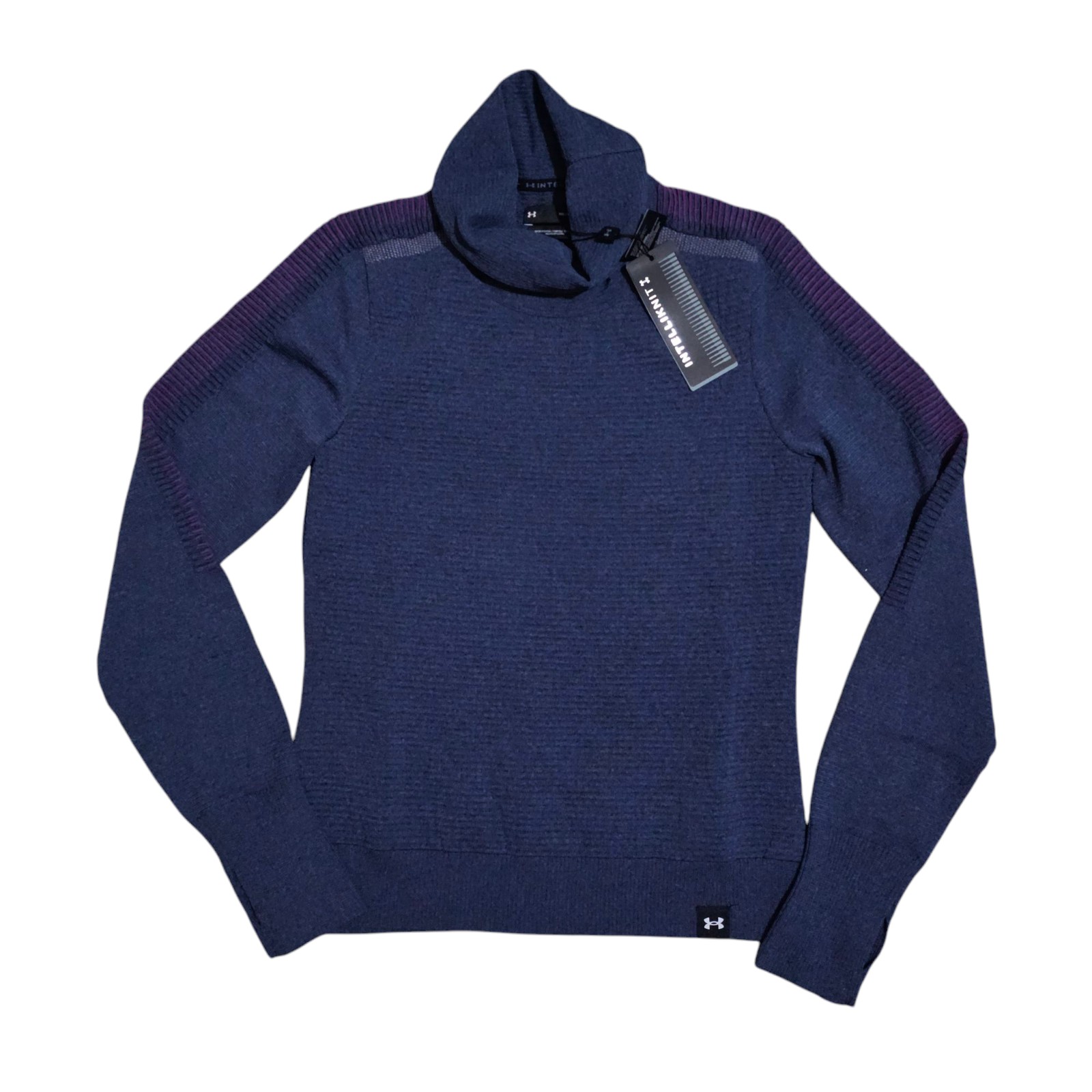 Under Armour Blue Intelliknit Run Funnel Sweater Top Womens Medium