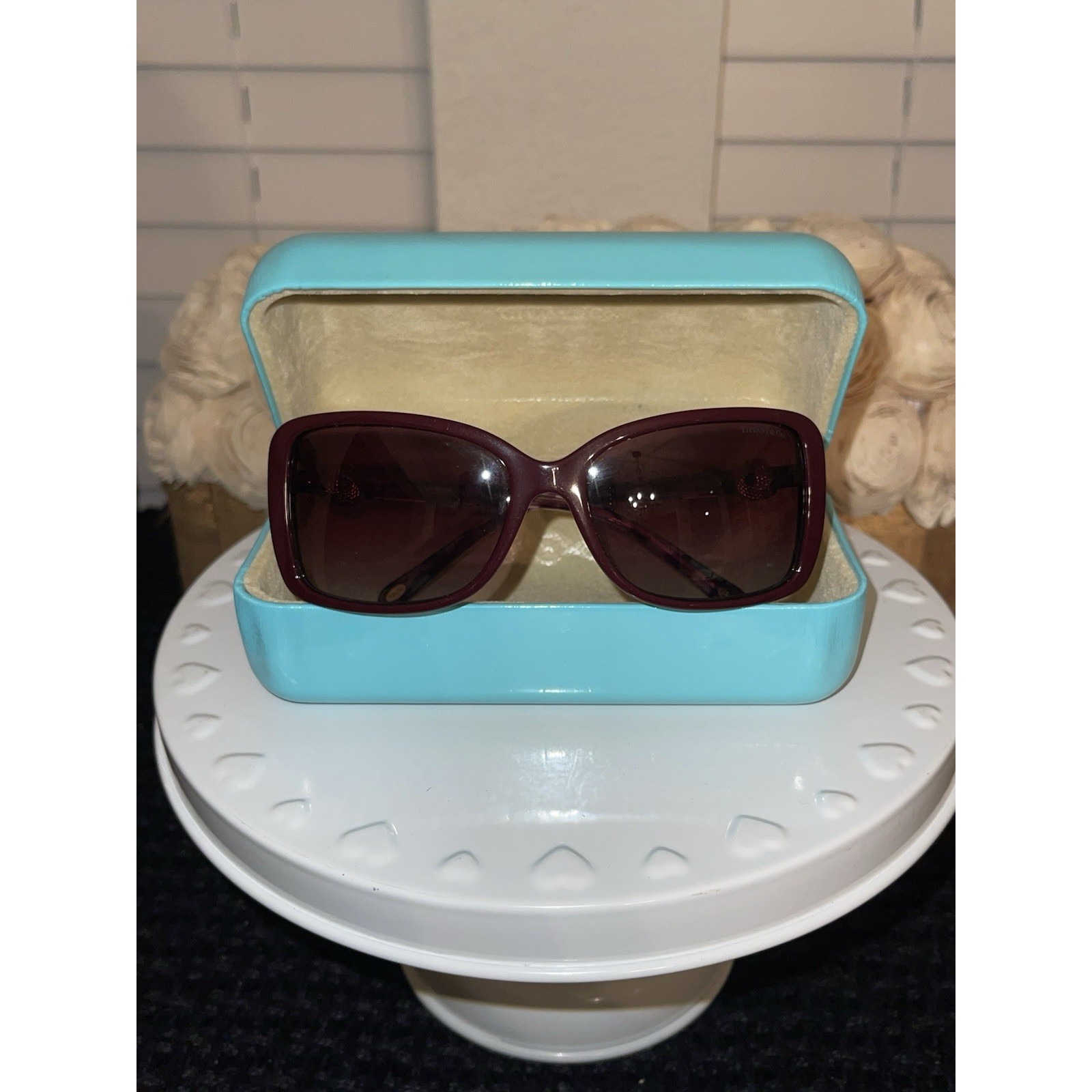 Tiffany & Co TF4102 Sunglasses Burgundy/Dark Cherry & Gold Square