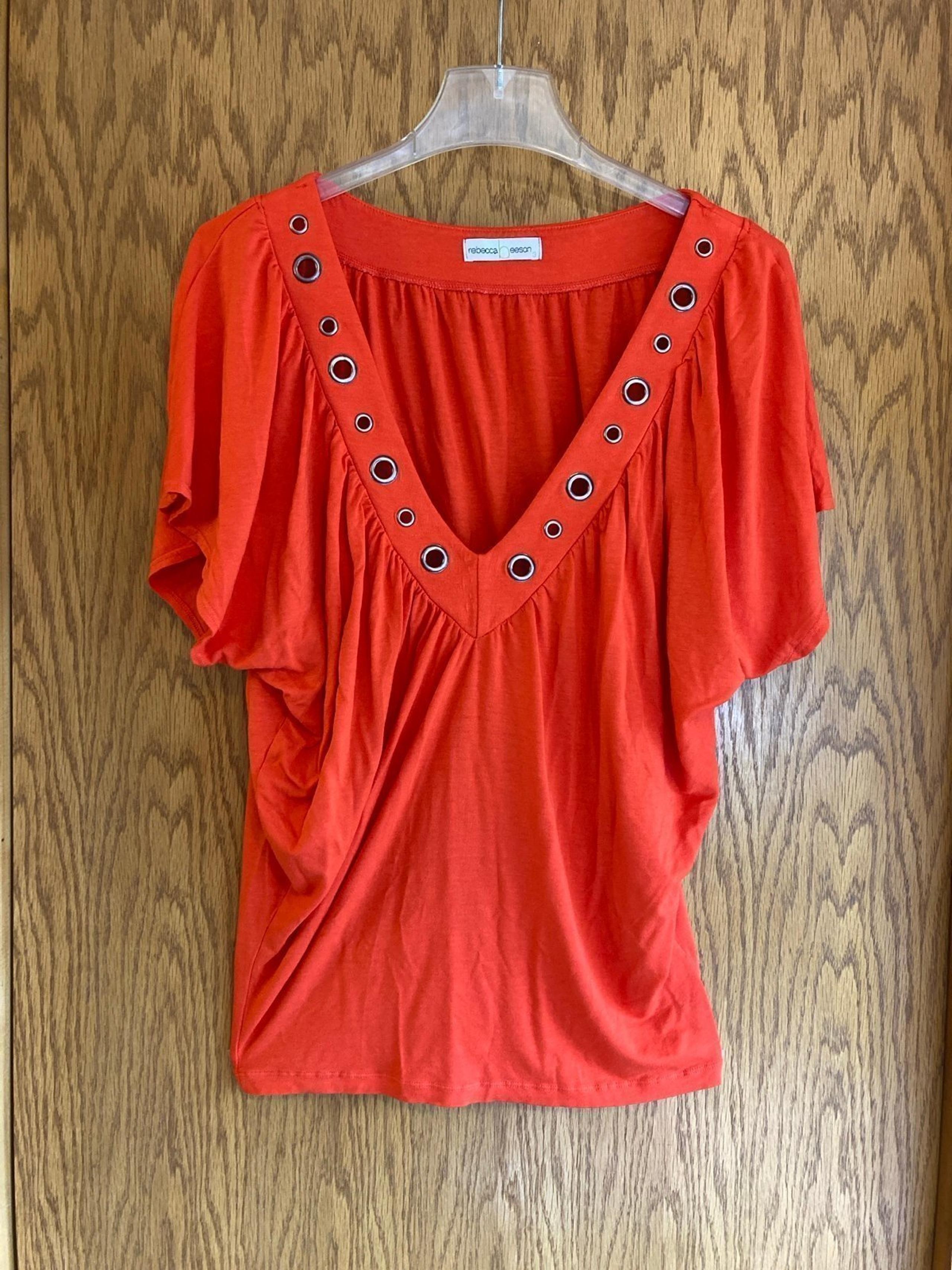 NEW Sz 3 (M) Rebecca Beeson Rivet Detail V-Neck Blousy Knit Top