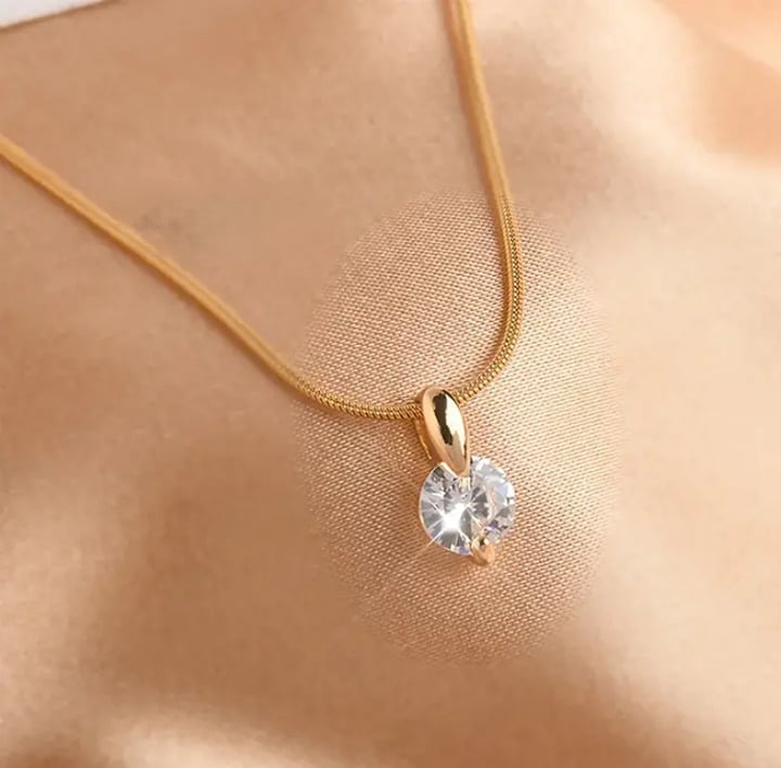18K Gold Womens 2ct Diamond Pendant Herringbone Necklace 16 - 18 Size Jewelry