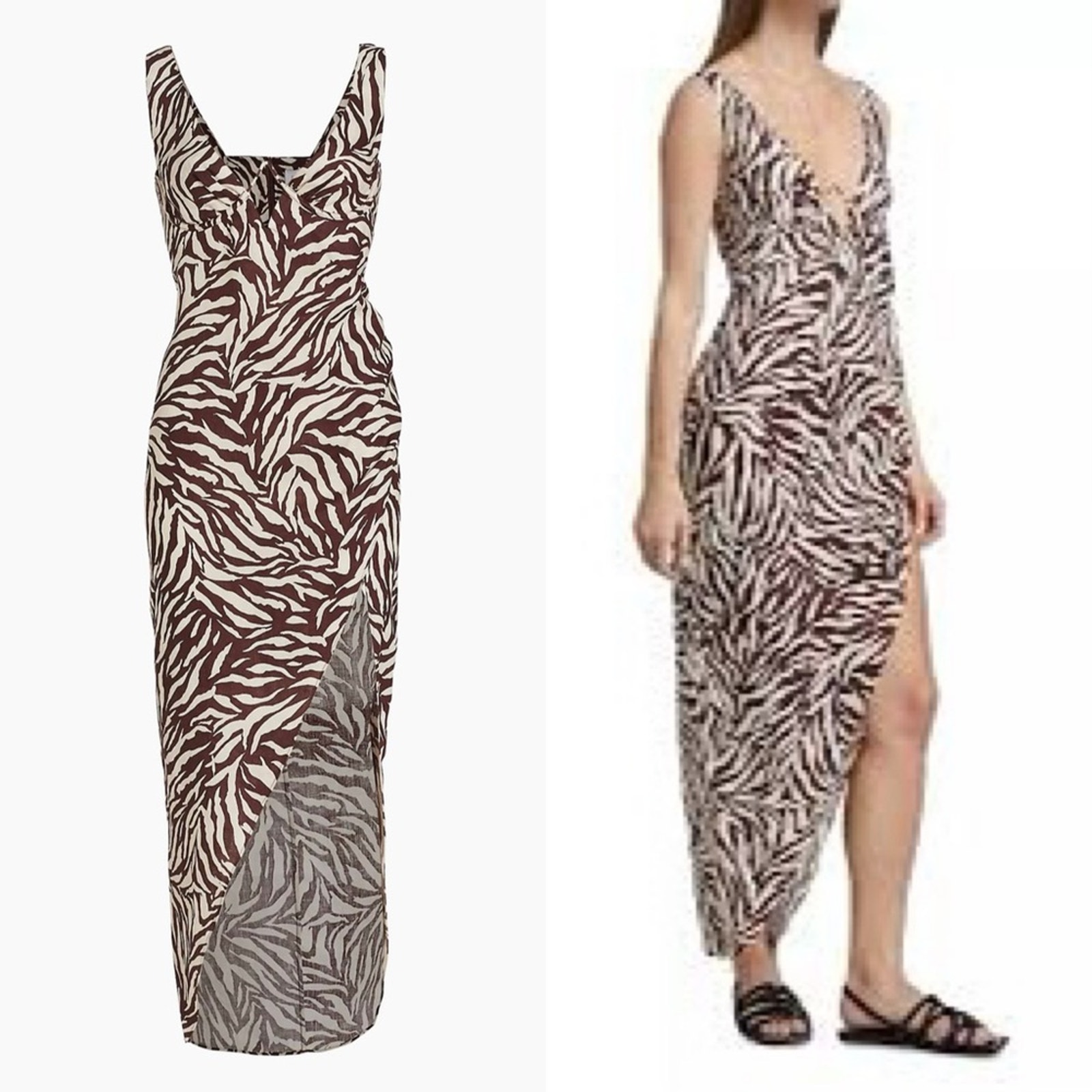 NWT Rumer SMALL 359 Linen Cyrus Zebra Print Maxi Dress