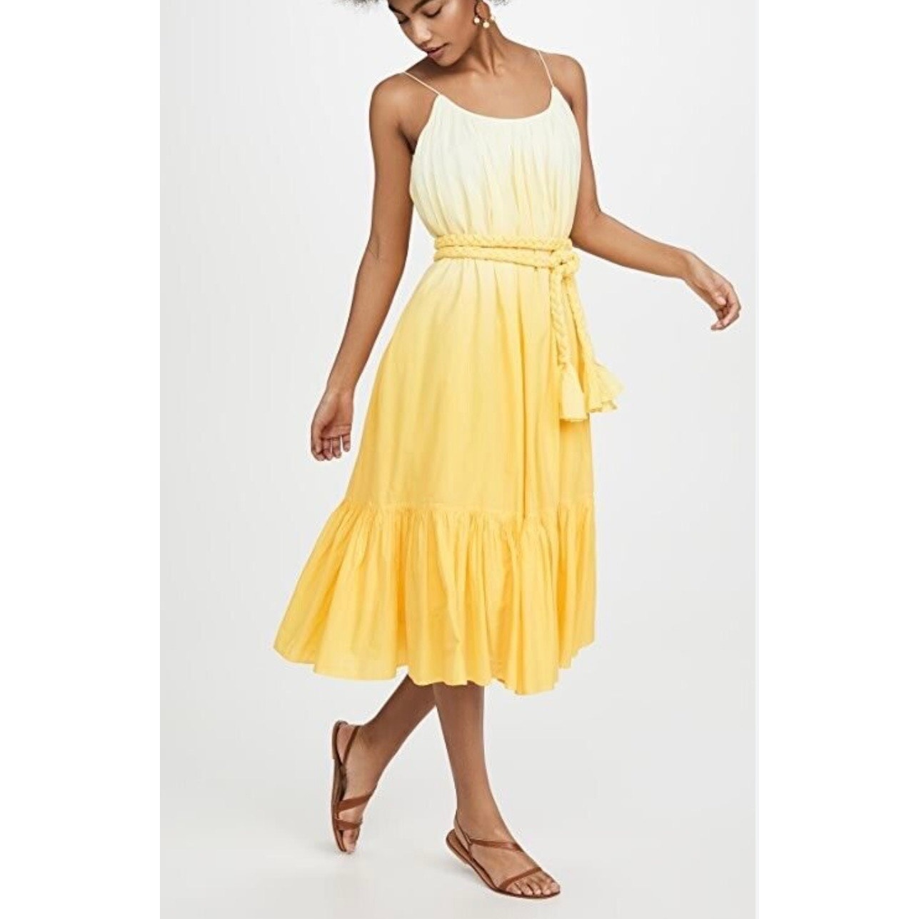 NEW NWT Rhode Lea Yellow Ombré Midi Dress size Small