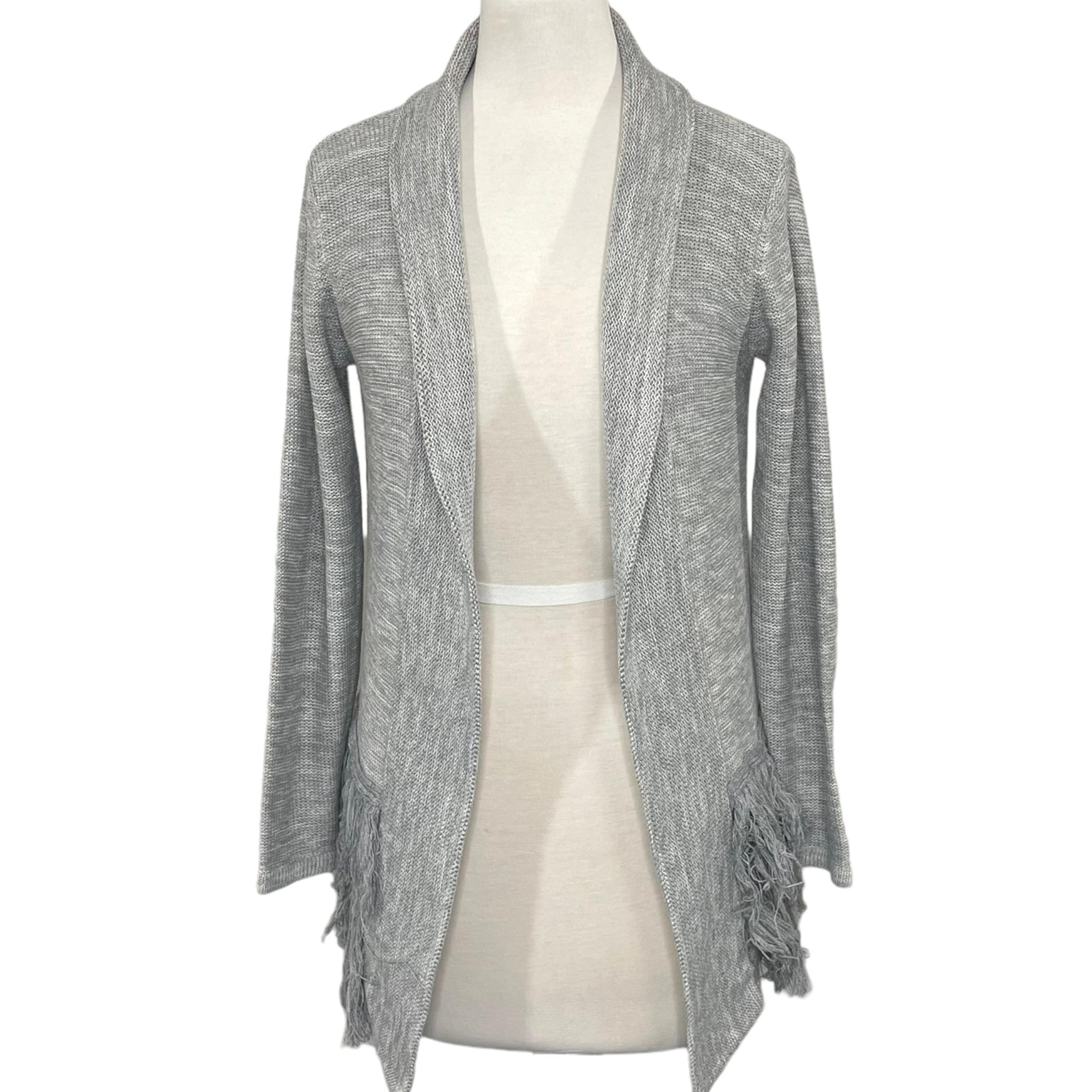 Ethereal Paper Crane Size S Fringe Cardigan Sweater Open Front Shabby Chic Boho