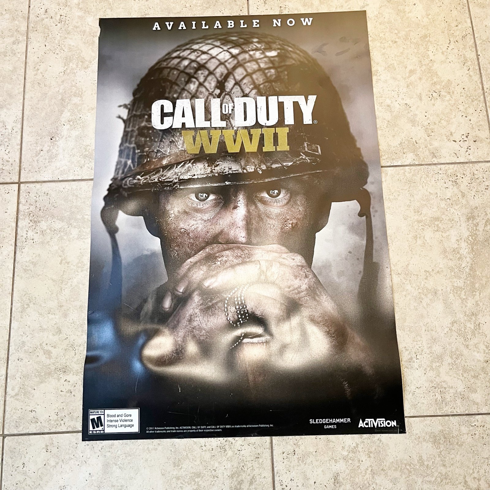 Large Call of Duty World War II WWII Promotional Poster Promo 24 x 35