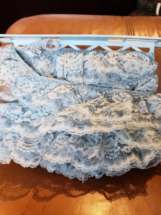 Ruffled Chantilly Lace Trim - Light Blue 2.5 wide x 8 Yards