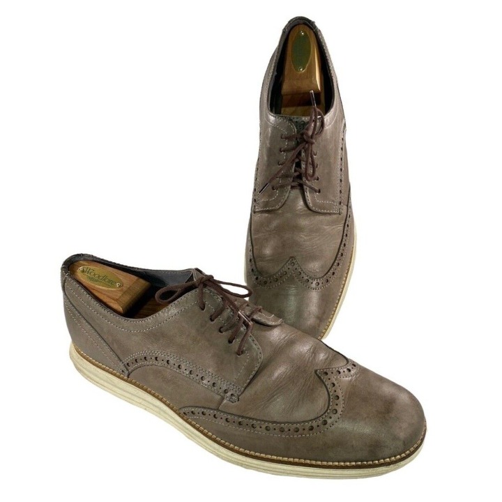 COLE HAAN Grand OS Size 12M Men’s Brown Leather Oxford Comfort Tie Shoes