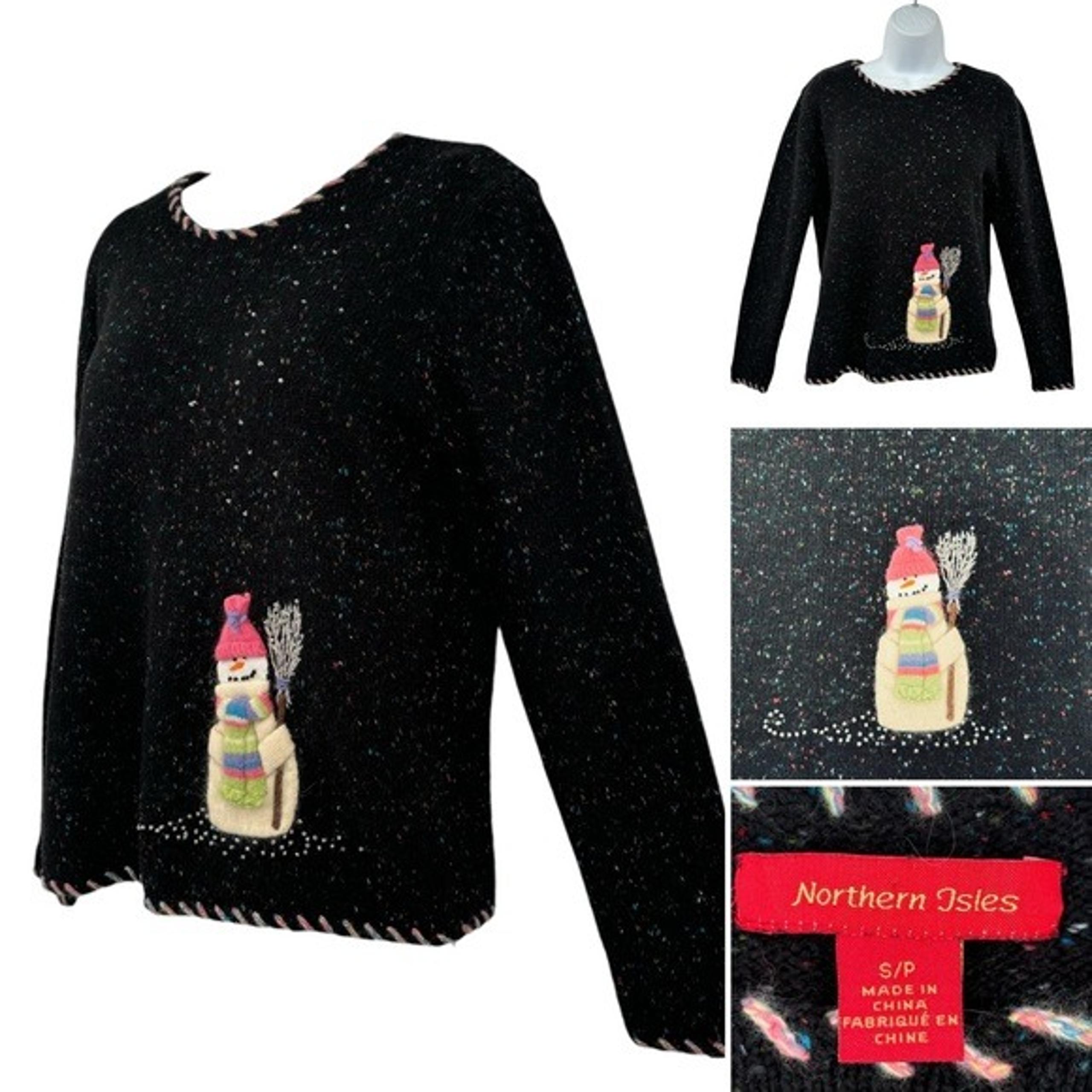 Northern Isles Speckled Confetti Snowman Crewneck Sweater