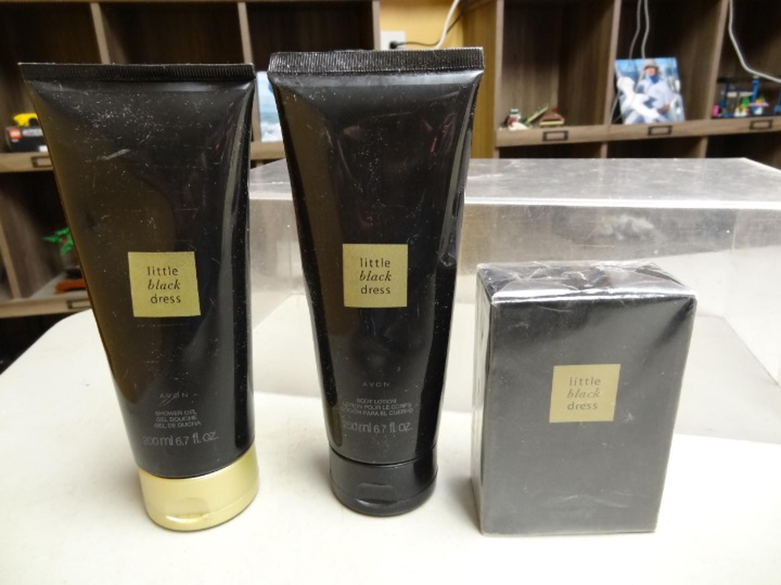 AVON LITTLE BLACK DRESS SHOWER GEL + BODY LOTION + PERFUME NEW