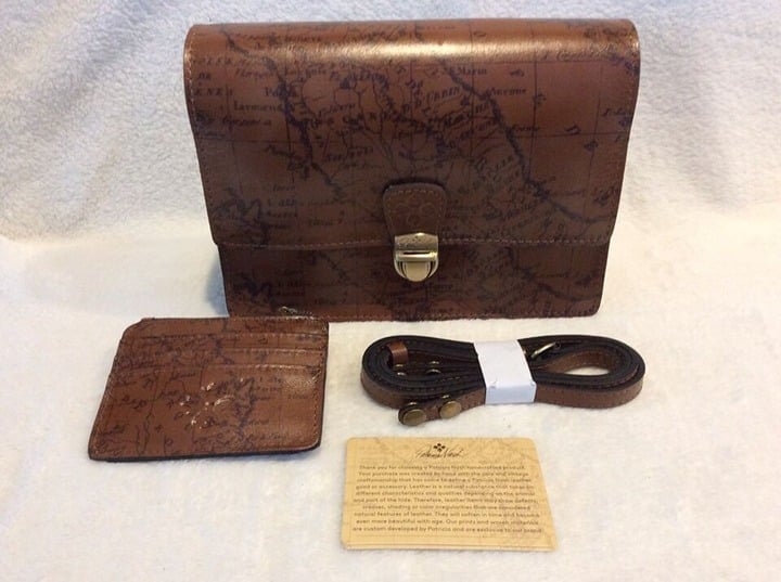 Patricia Nash ~ Signature Map Leather Laurentina Crossbody & CC Wallet ~ NIB