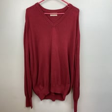 LL Bean Sweater Mens 2XL Red Long Sleeve V Neck Cotton USA Made Maine VTG