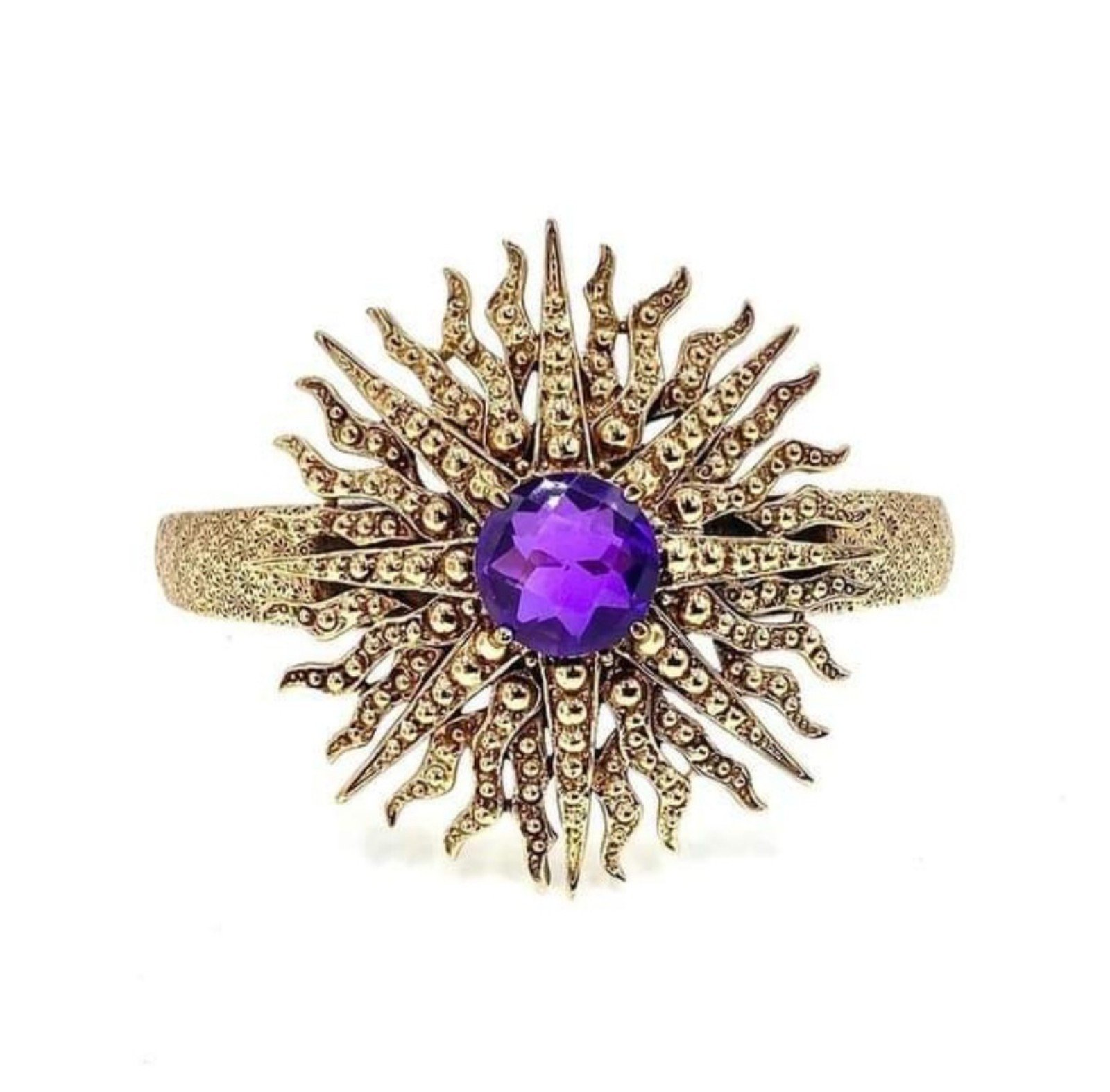 NICKY BUTLER Bronze Collection Starburst Purple Quartz Cuff Bracelet NB Large