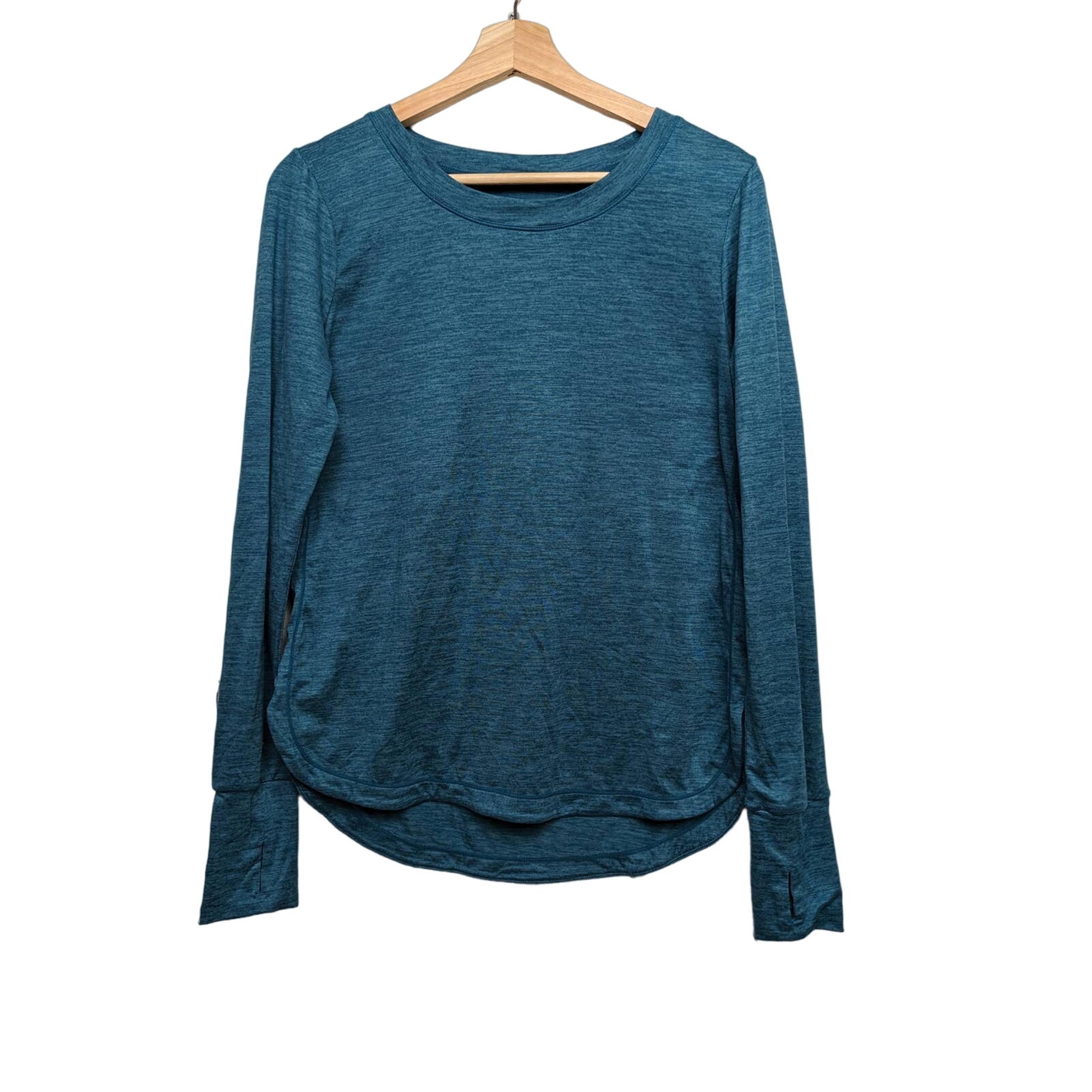 Women's Gaiam Long Sleeve Shirt Teal Athletic Yoga Thumbholes Size Medium