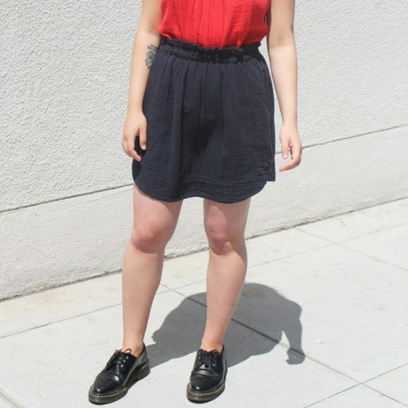 Xirena Sophie Organic Cotton Gauze Pull On Mini Skirt Black Pockets Large Beachy
