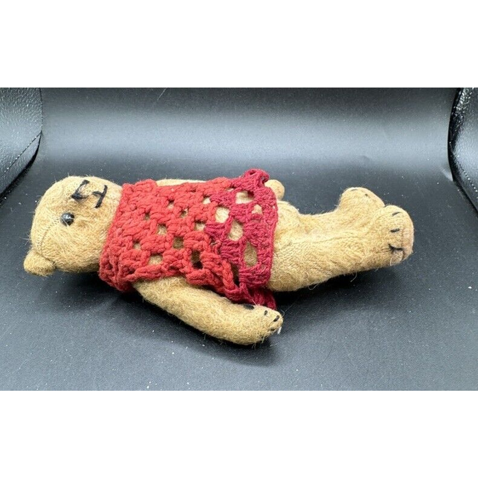 Antique 1920’s Early Straw Stuffed Mohair Jointed Teddy Bear W/ Brown Eyes -S1T