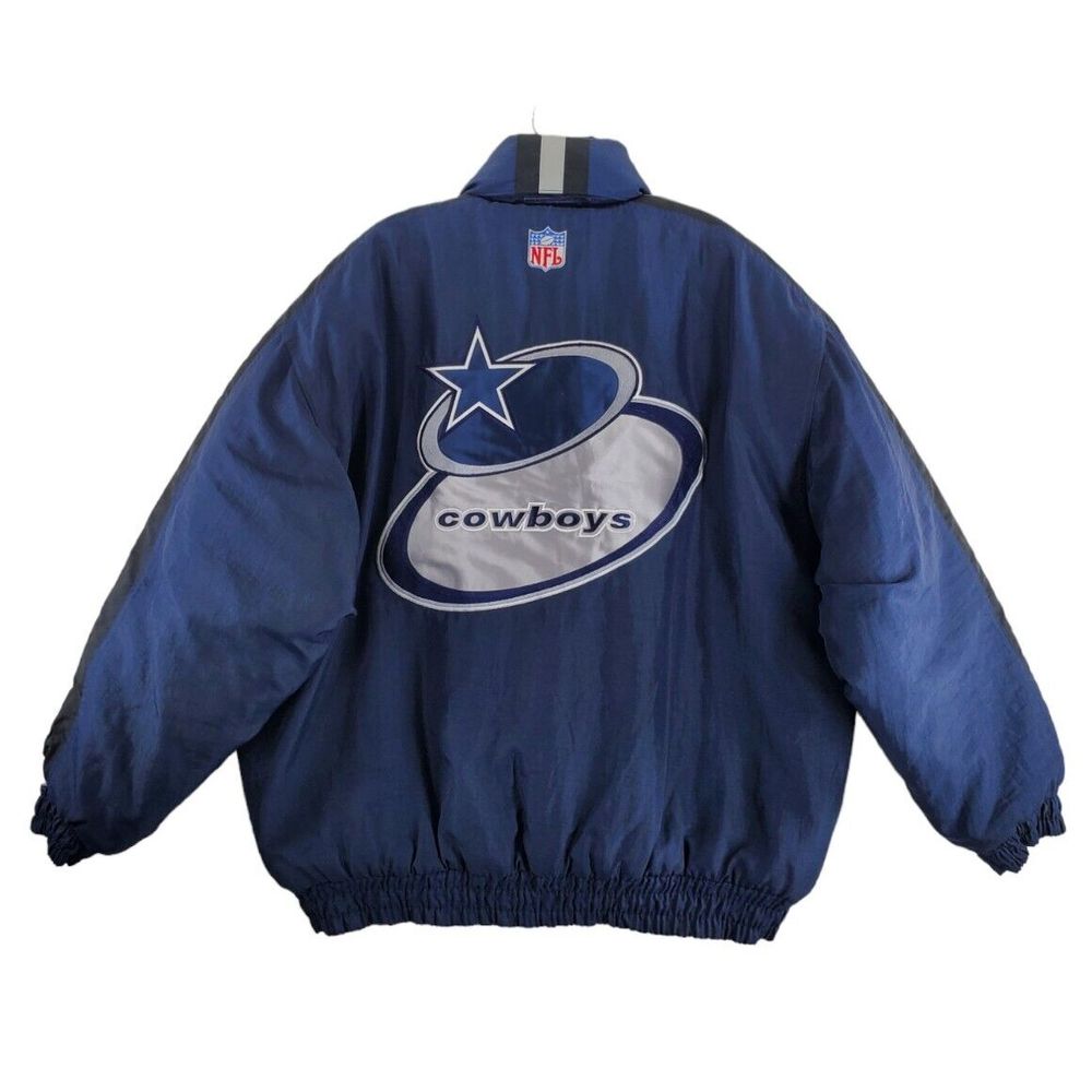 Vtg Dallas Cowboys Jacket Men XL Blue Coat NFL Logo Athletic Pro Line Insulated