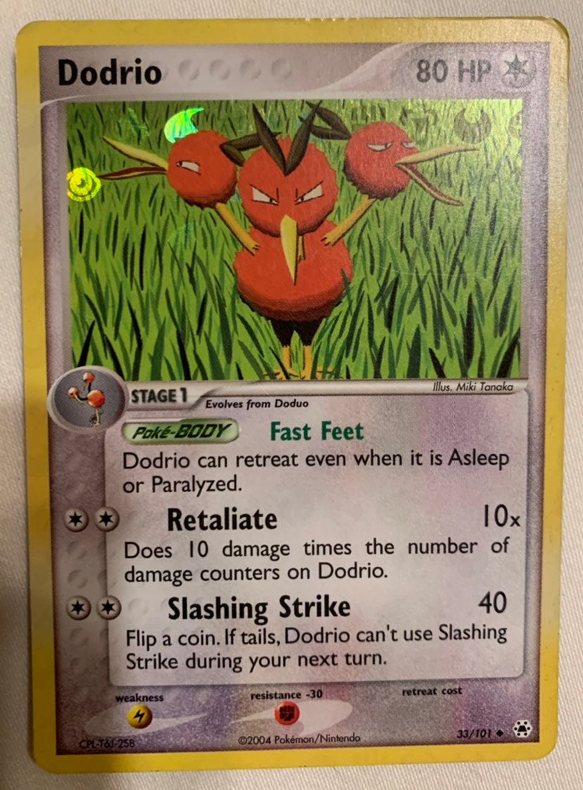 Dodrio Holographic Pokemon Card Fermi Bubbles Grading F