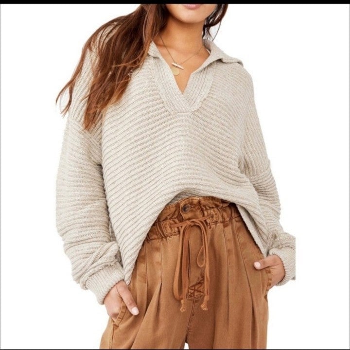 Free people marlie pullover sweater pebble