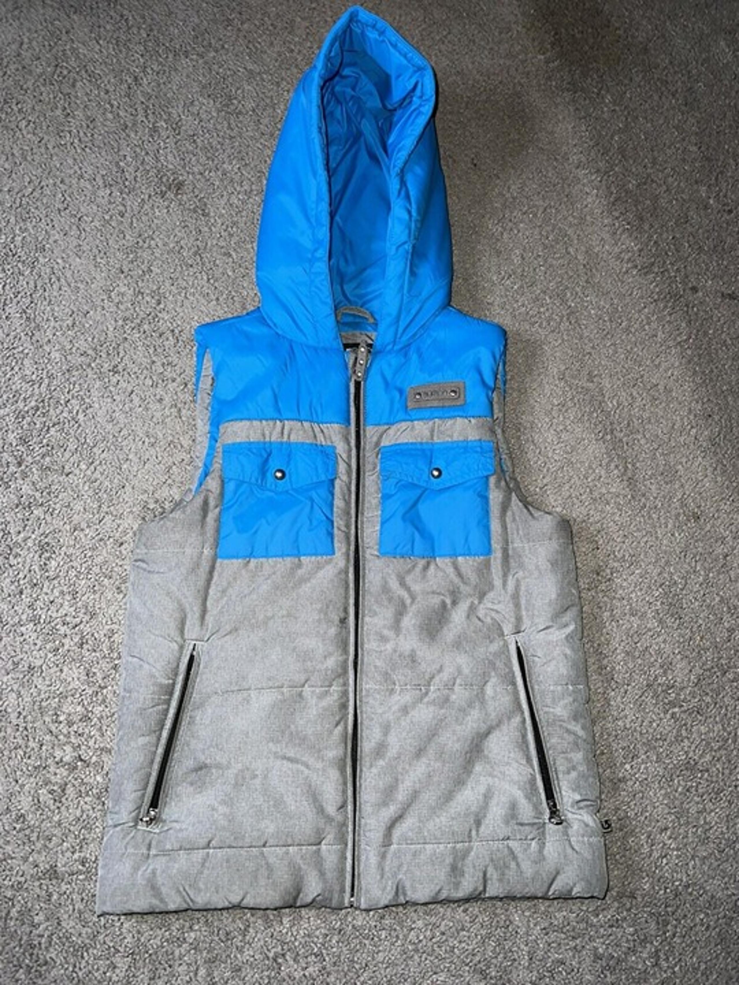 Burton Women's Dry Ride Full Zip Insulated Puffer Hooded Vest Blue Gray XSmall