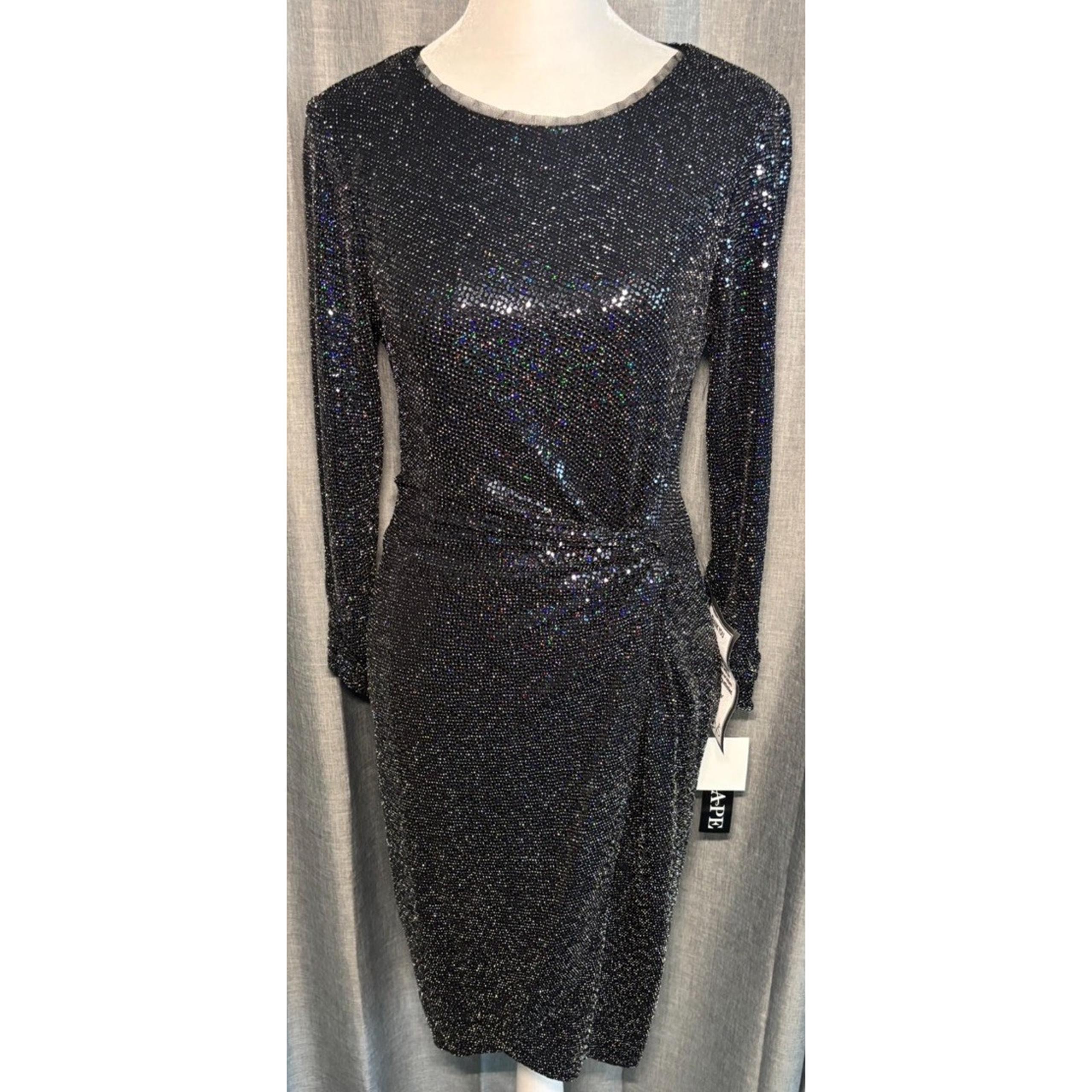 Women's Formal dress Macys Xscape, SIZE 4 navy blue with sparkles NWT