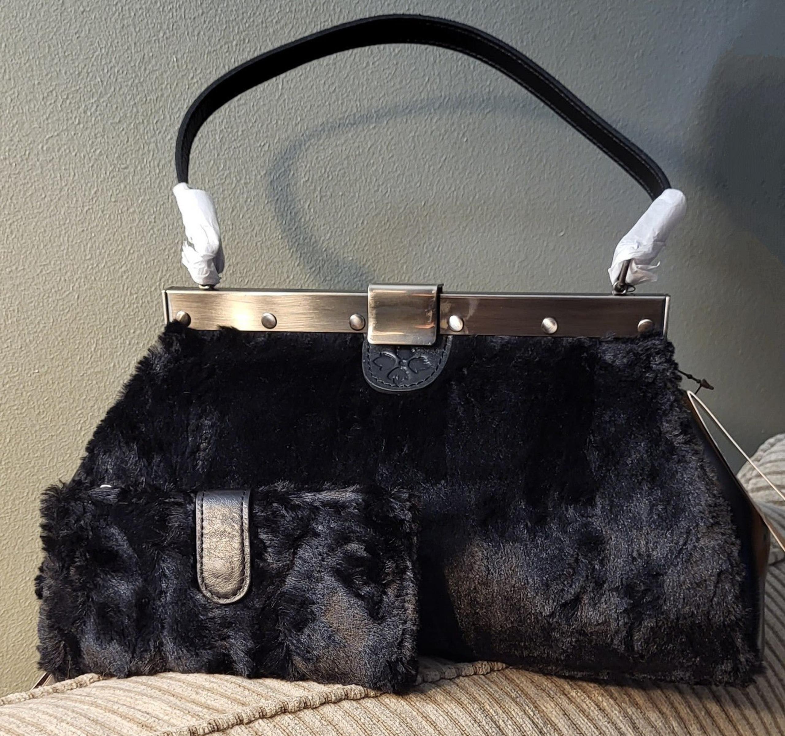 Patricia Nash Set Leather and Faux Fur Ferrara Frame Bag and Nazari Wallet