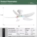 Ceiling Fans with Lights Remote/APP Control, 38 Low Profile Ceiling Fans with D