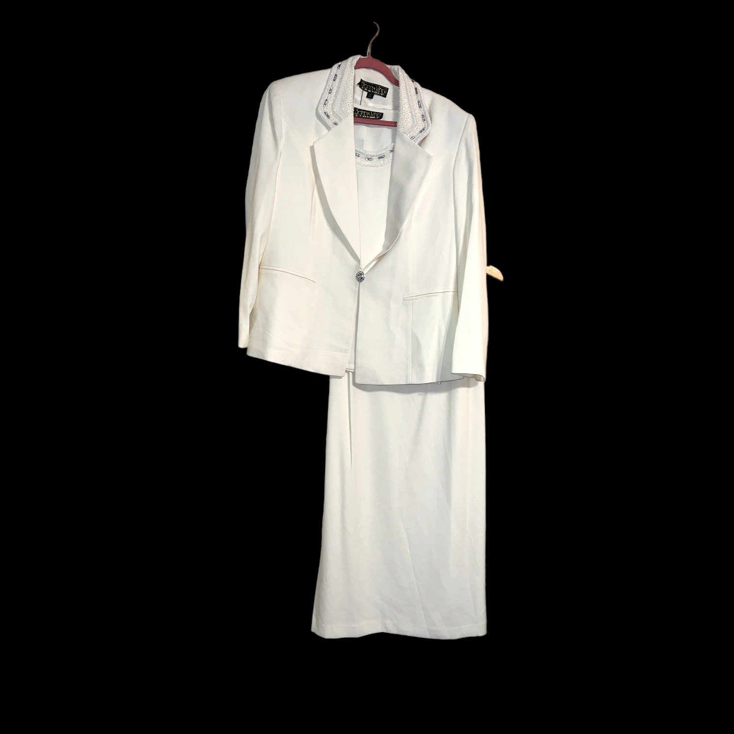 NWT Donna Vinci Ivory Embellished 3pc Skirt Suit 20 WEDDING