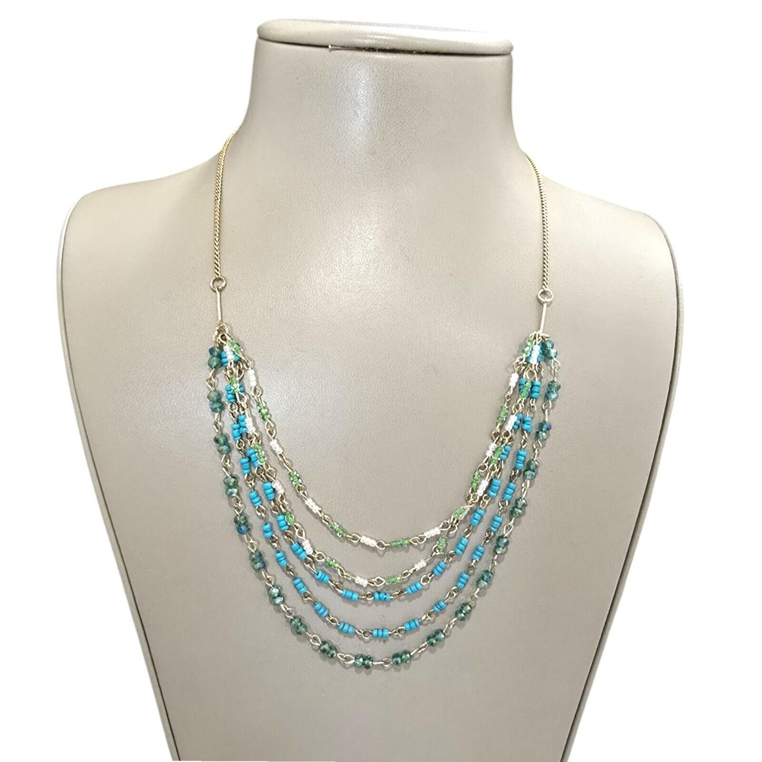 Apt. 9 Women's Gold Plated Blue Multi Layered Necklace NWT