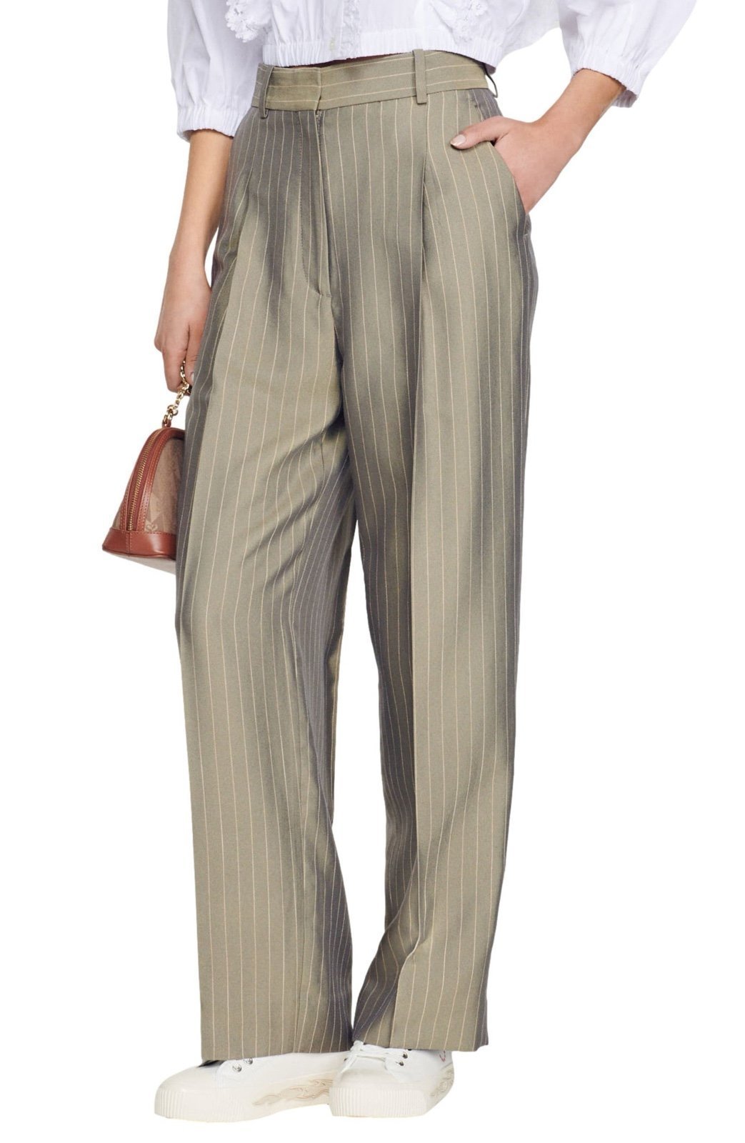 SANDRO Beryn Pinstripe Wide Leg Pants Trousers NEW - XS / 34 Fr / 0-2 US