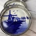 Vtg Nautical German Delft Coasters Ceramic 4 Windmills Sailboat Blue White Metal