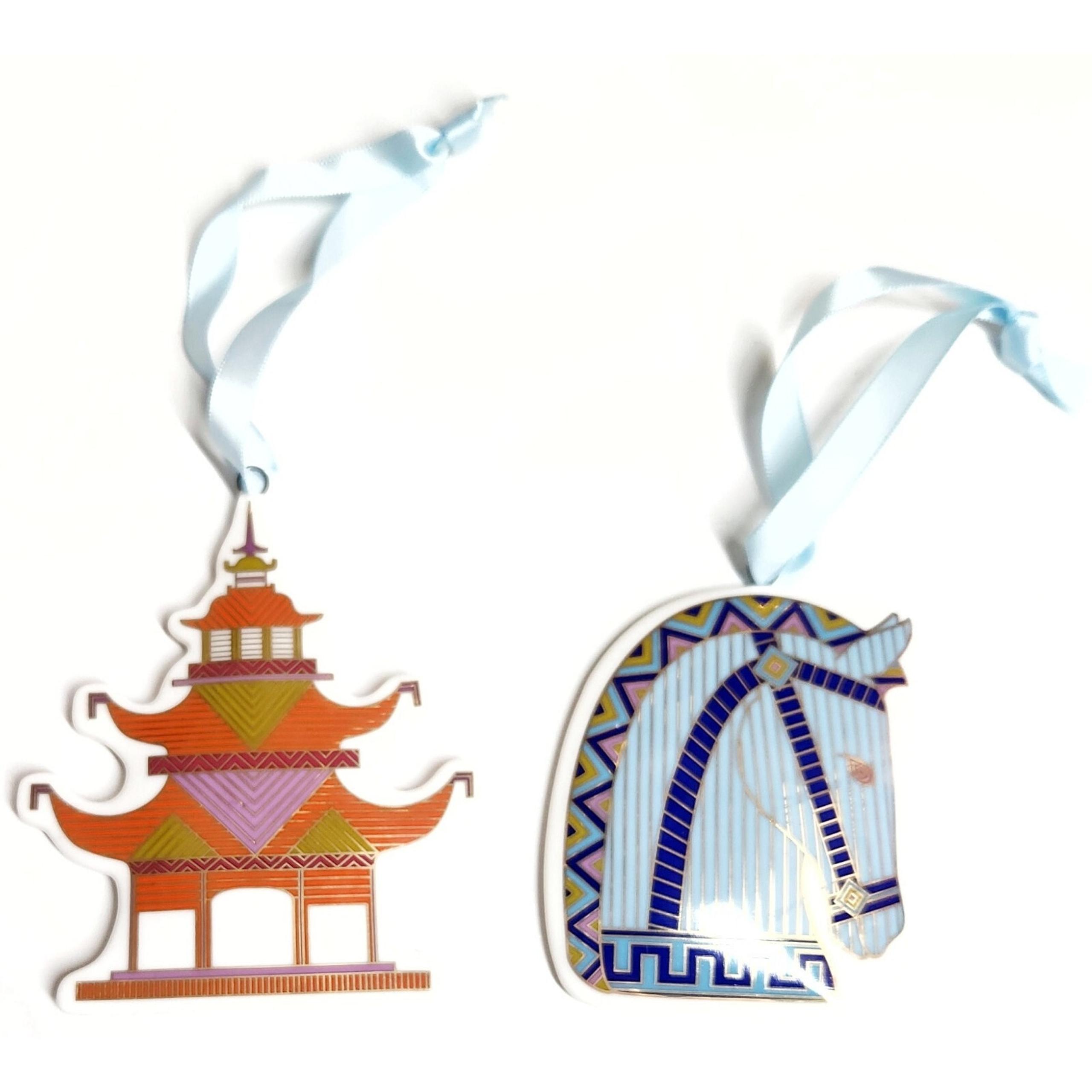 Jonathan Adler Luxembourg Ornaments Winter Wonderland High Gloss Porcelain NIB
