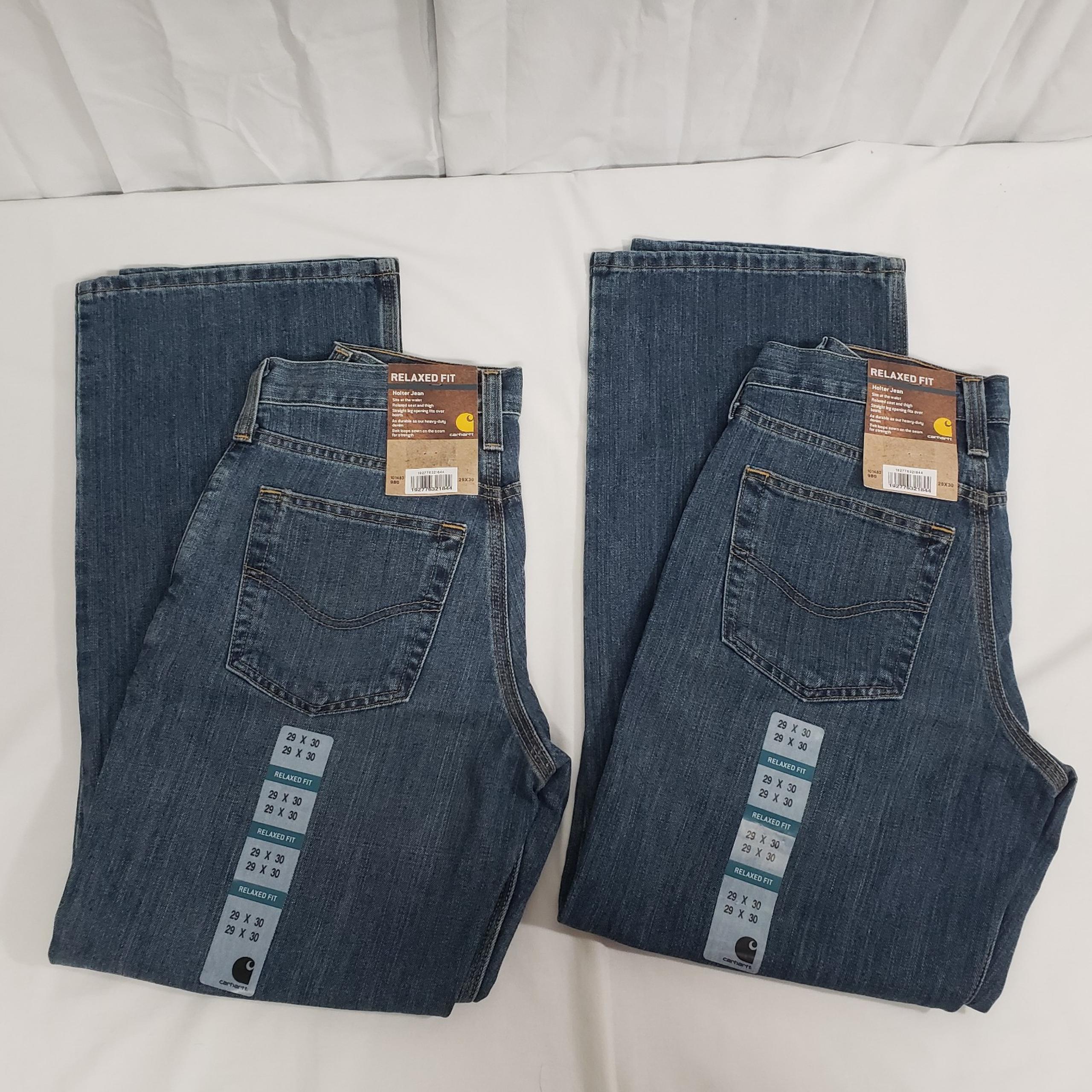 QTY 2 - Carhartt Men's 29x30 Holter Jean Relaxed Fit Frontier Blue Denim 980