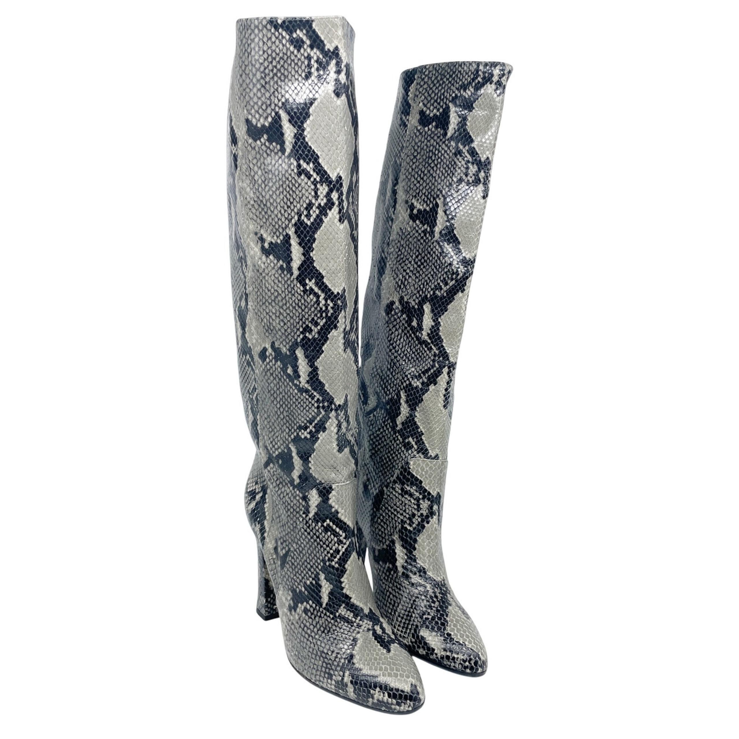 Diane Von Furstenberg Women's Gladyss Snakeskin Knee-High Boots 8.5 B