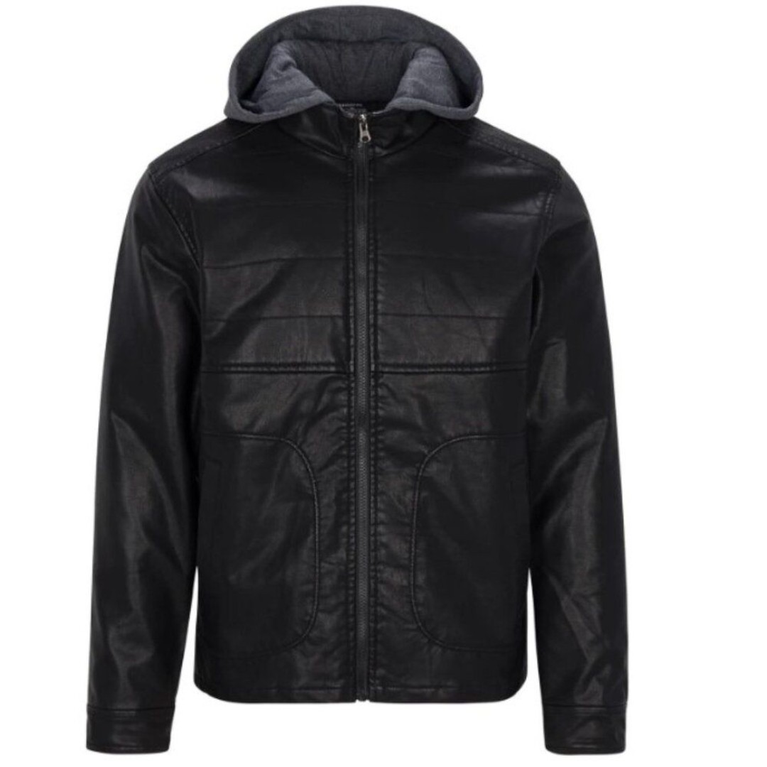 RING OF FIRE Men's Boaz Quilted PU Jackets Black Large